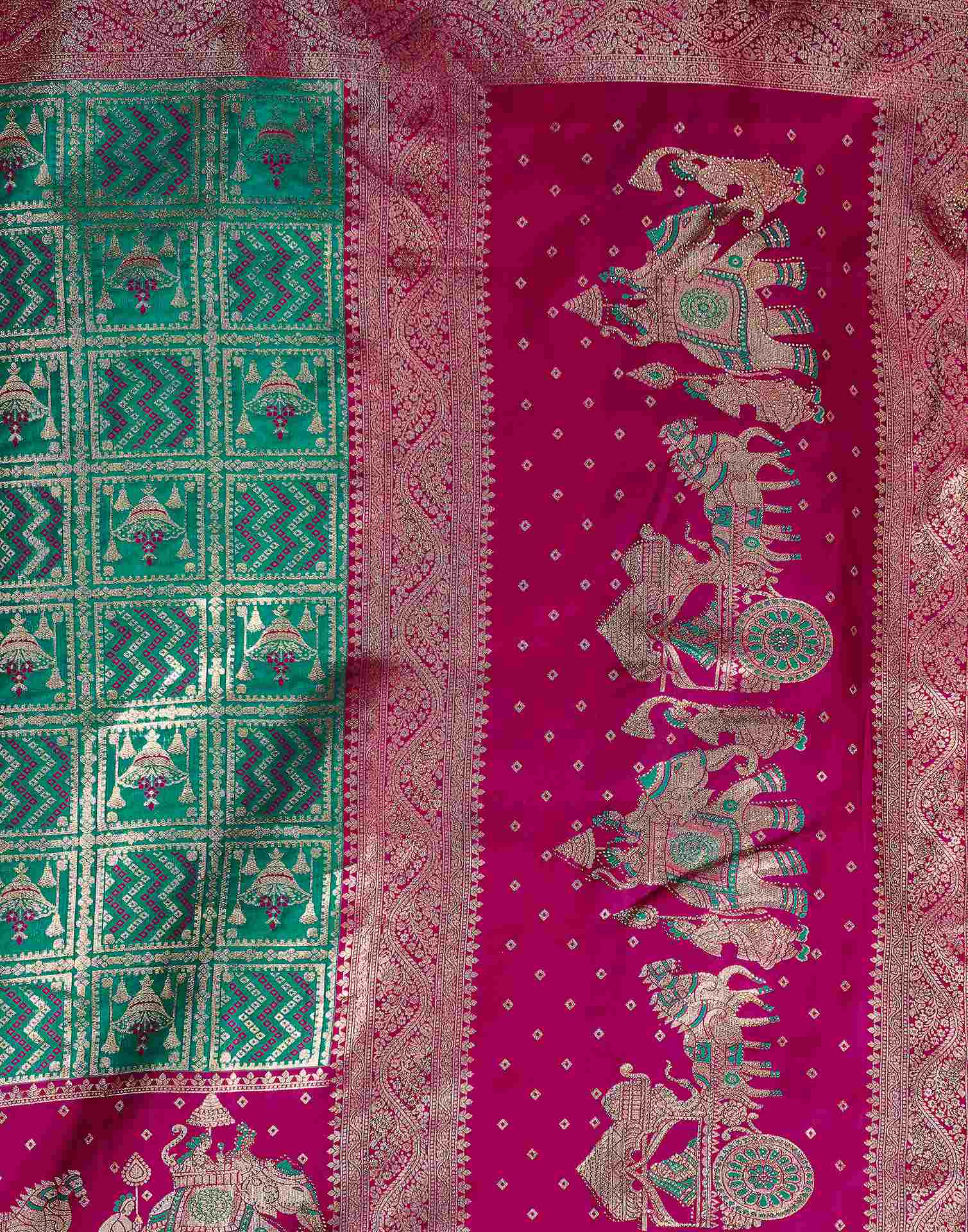 Teal Blue Silk Woven Banarasi Saree