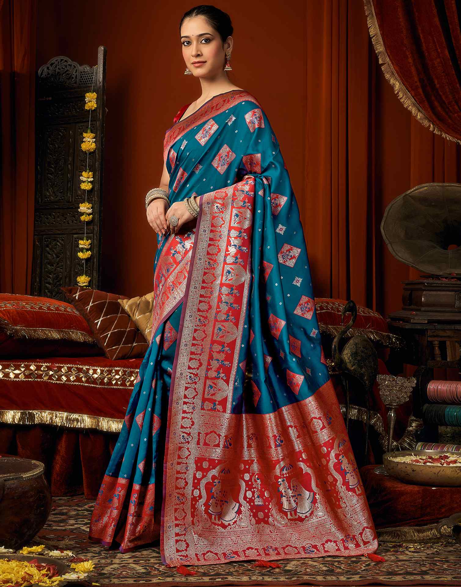 Blue Silk Woven Banarasi Saree