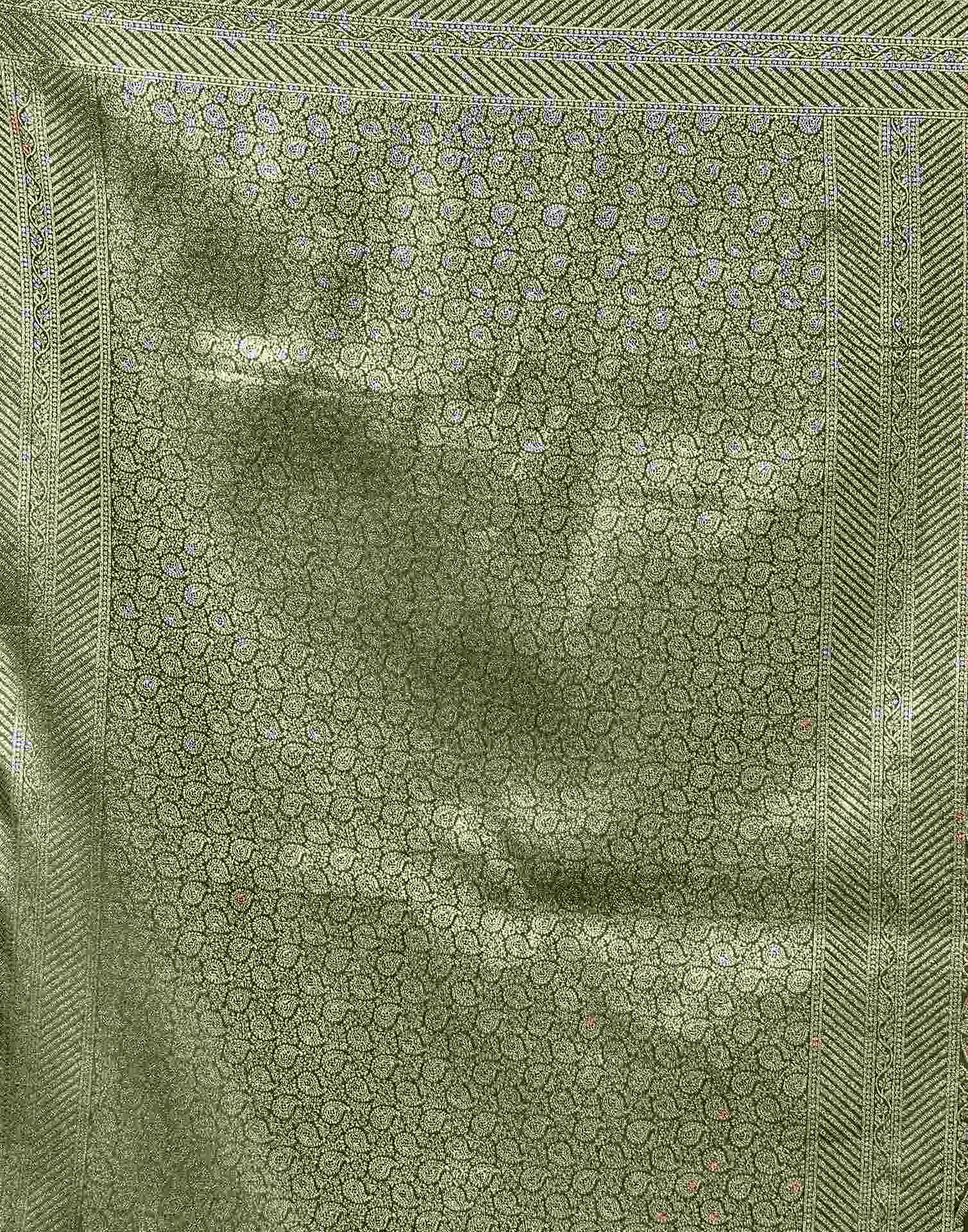 Sage Green Silk Woven Banarasi Saree
