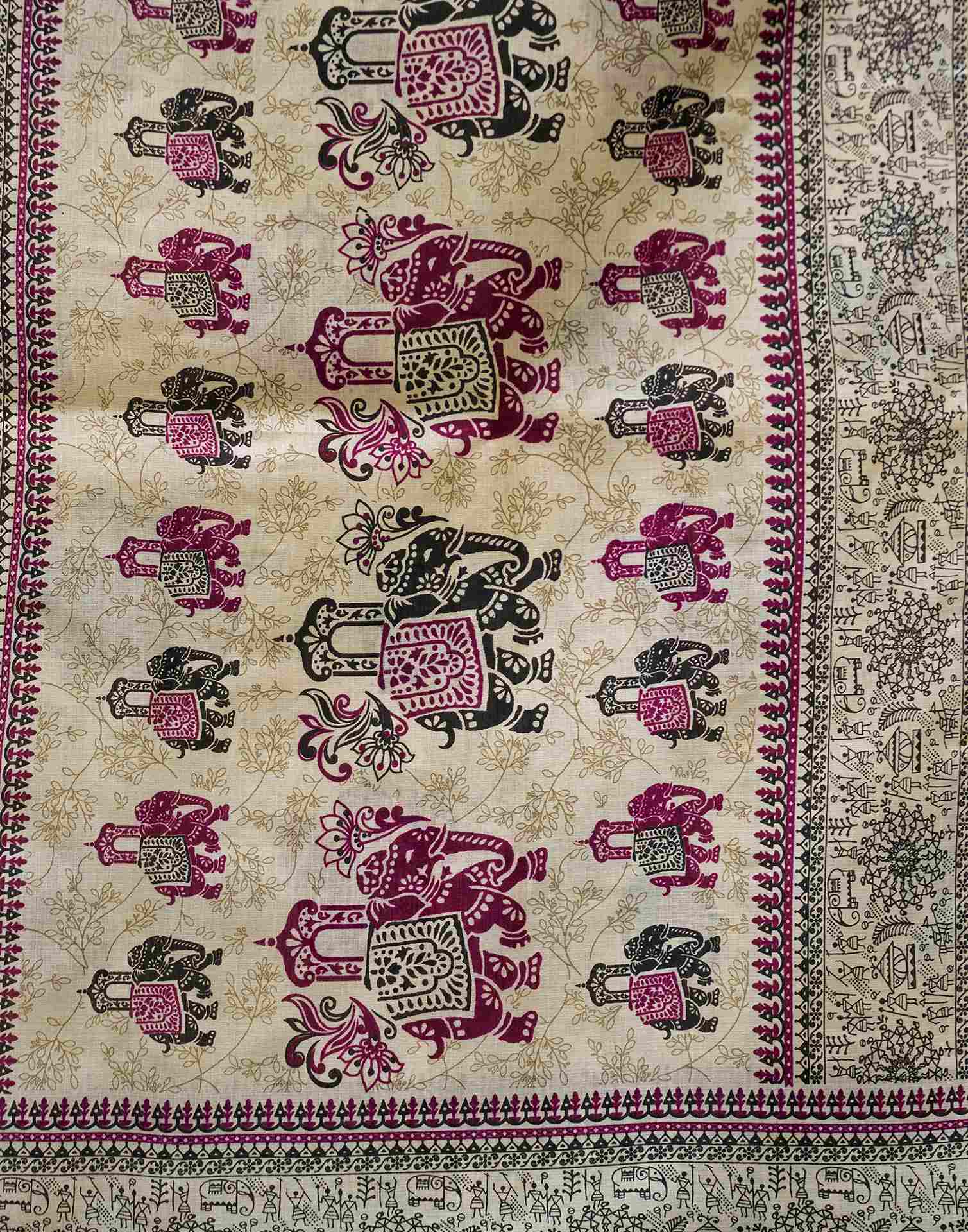 Beige Khadi Printed Saree