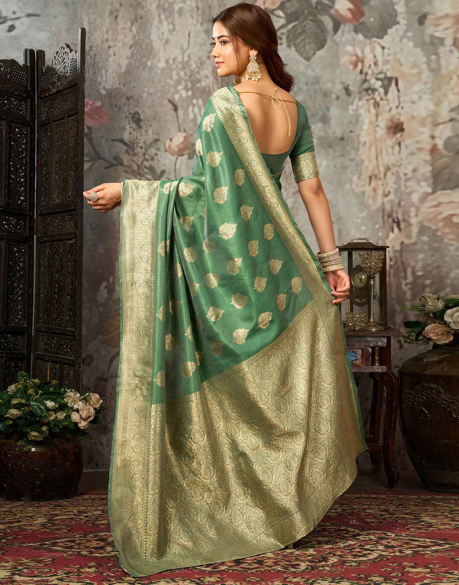 Green Silk Woven Banarasi Saree