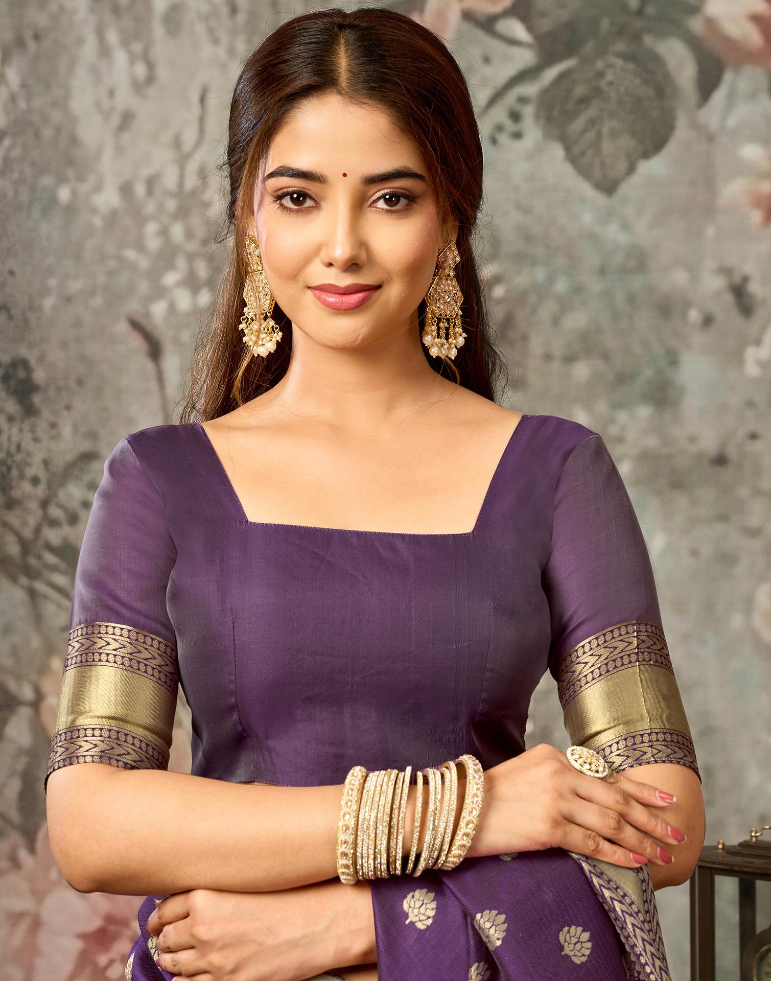 Purple Silk Woven Banarasi Saree