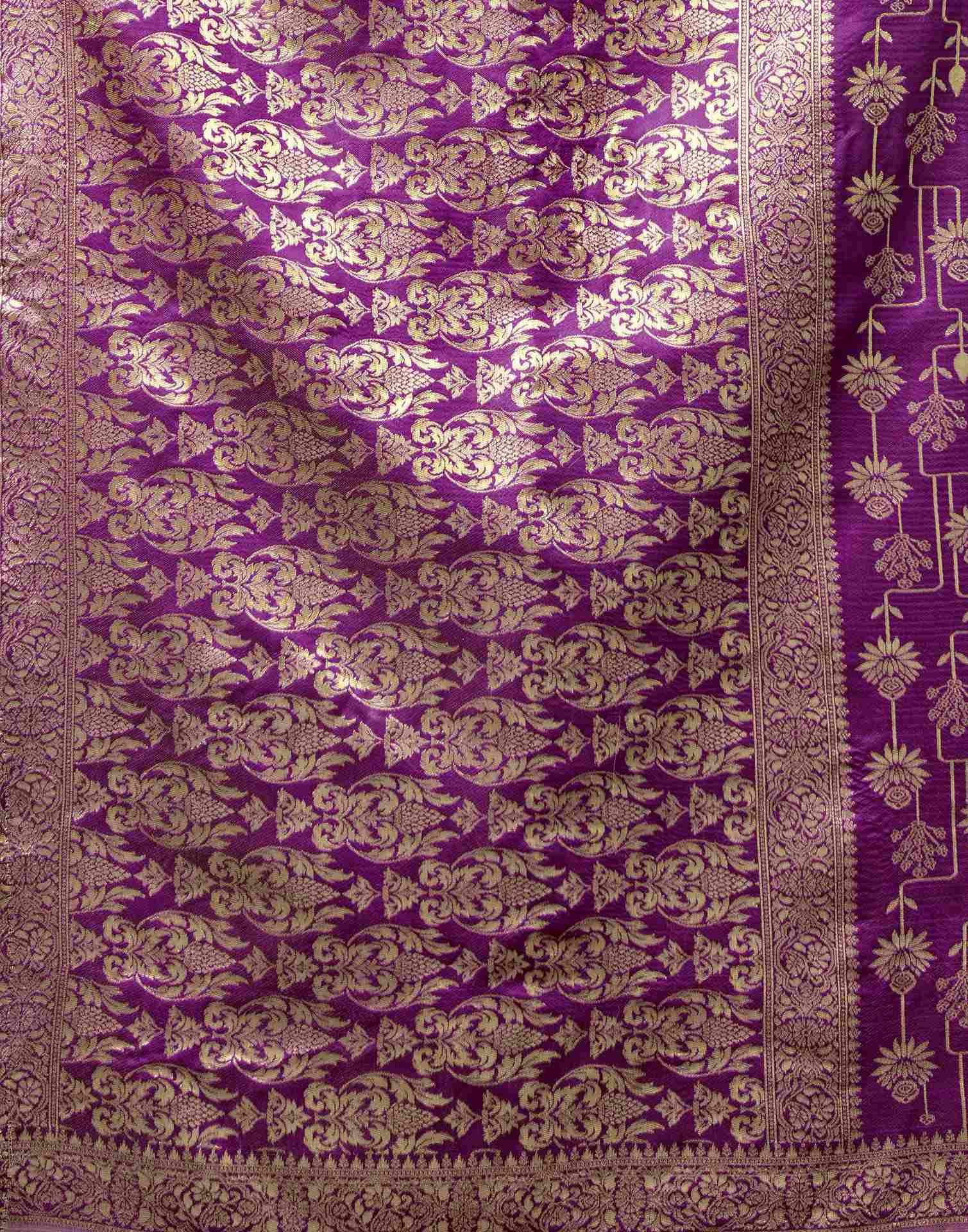 Magenta Silk Woven Banarasi Saree