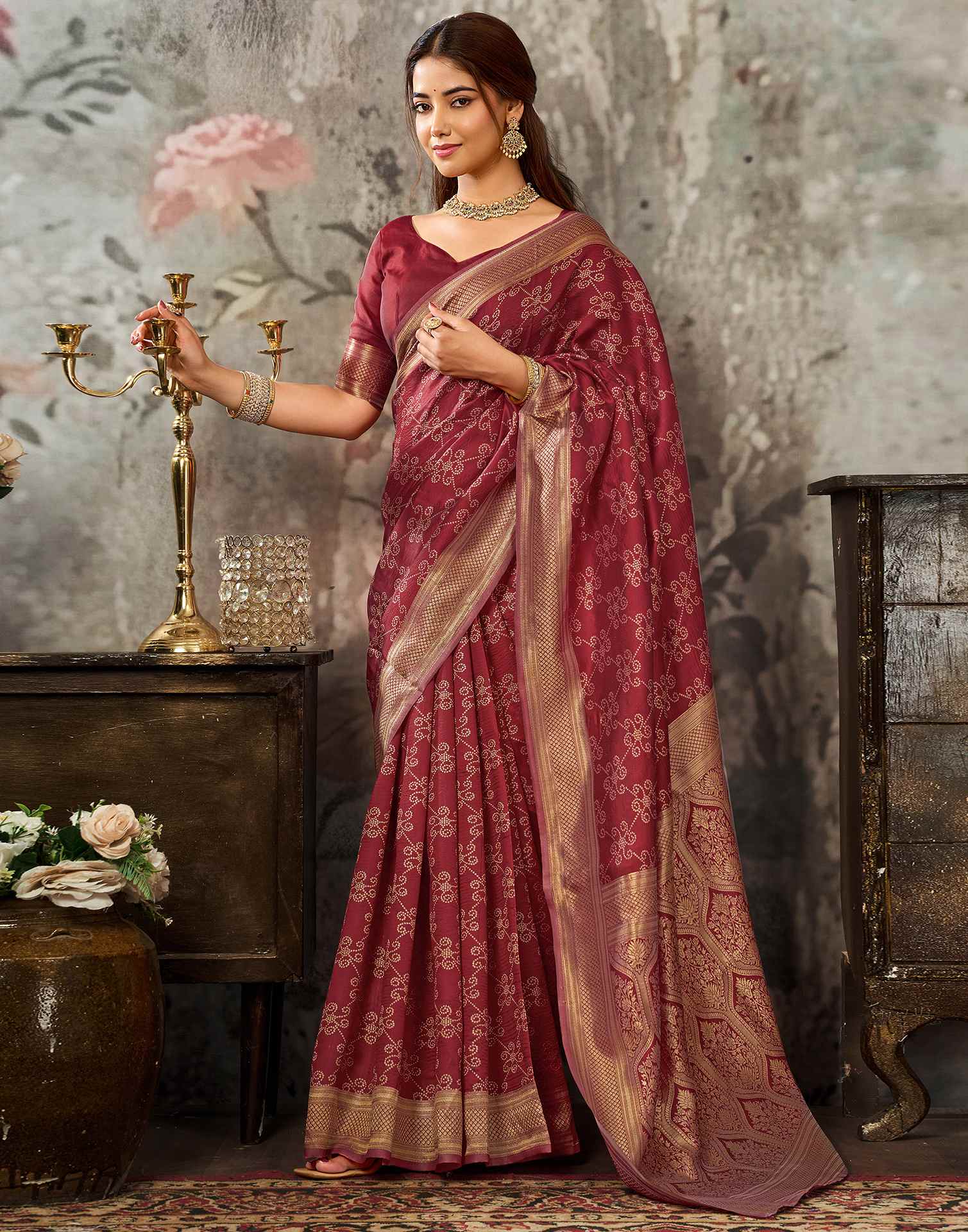 Red Silk Woven Banarasi Saree