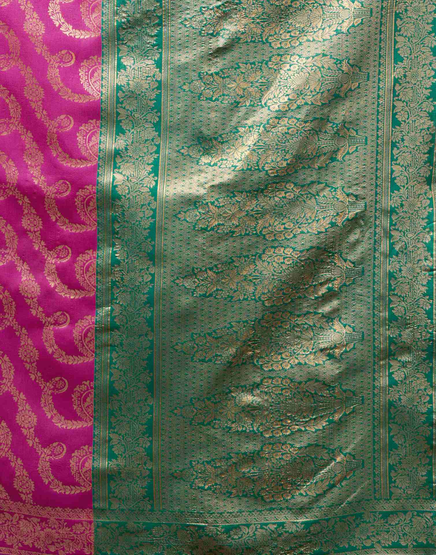 Dark Pink Silk Woven Banarasi Saree