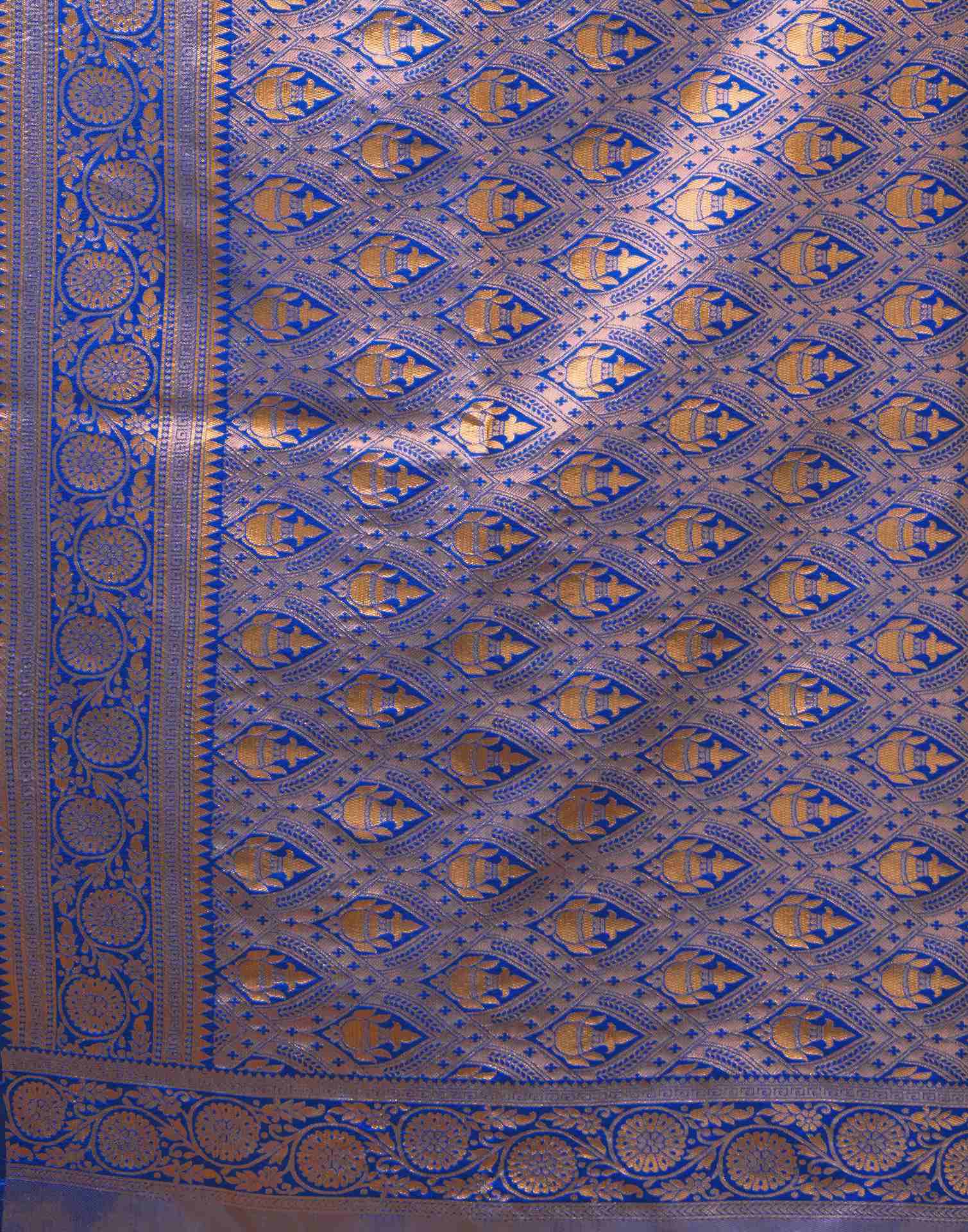 Dark Blue Silk Woven Banarasi Saree