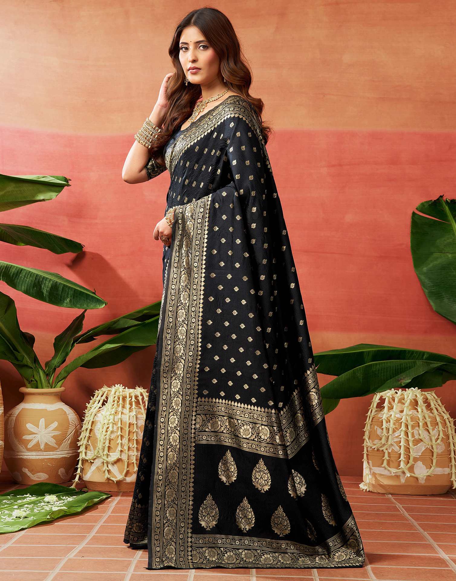Black Silk Woven Banarasi Saree
