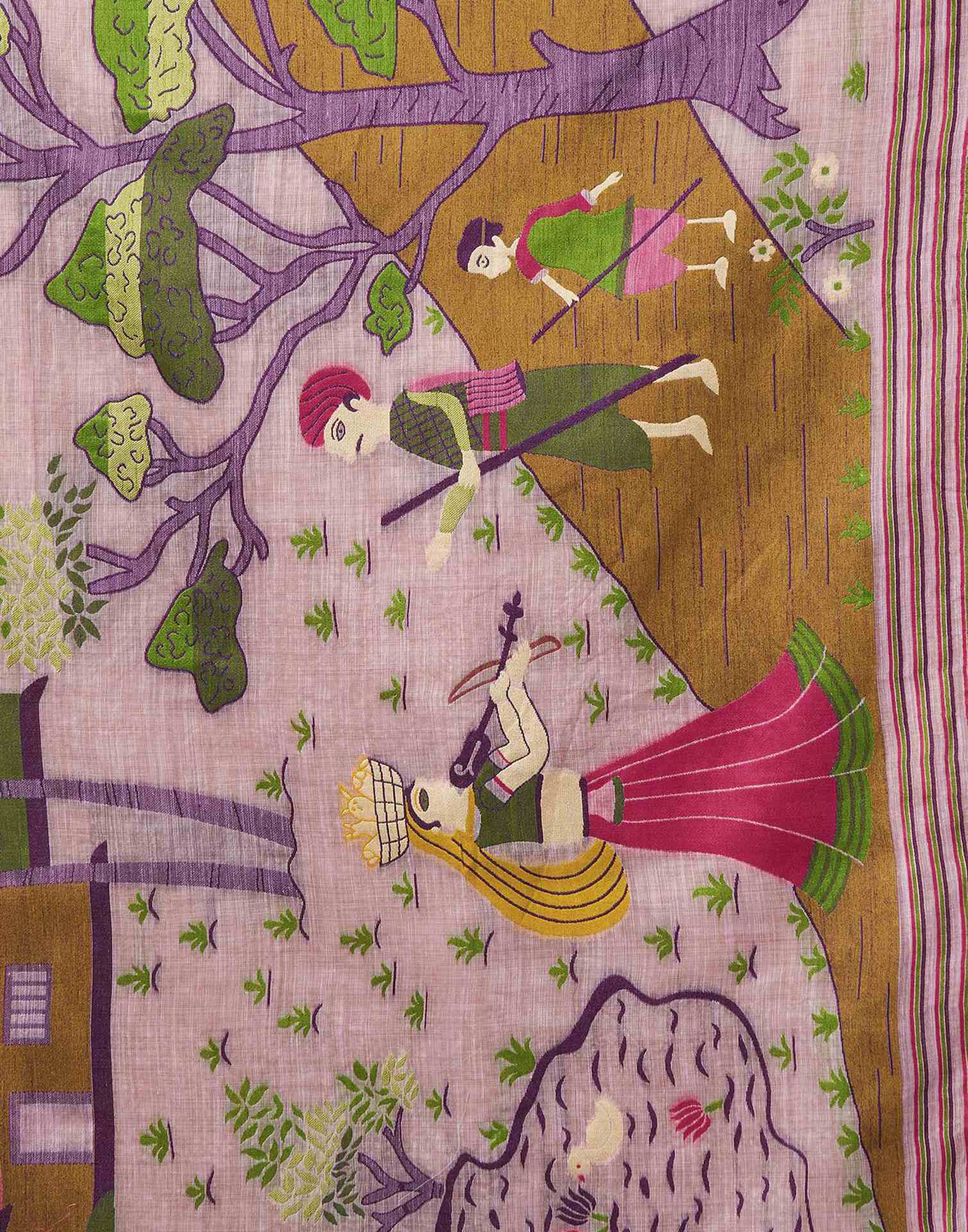Mauve Chanderi Woven Saree