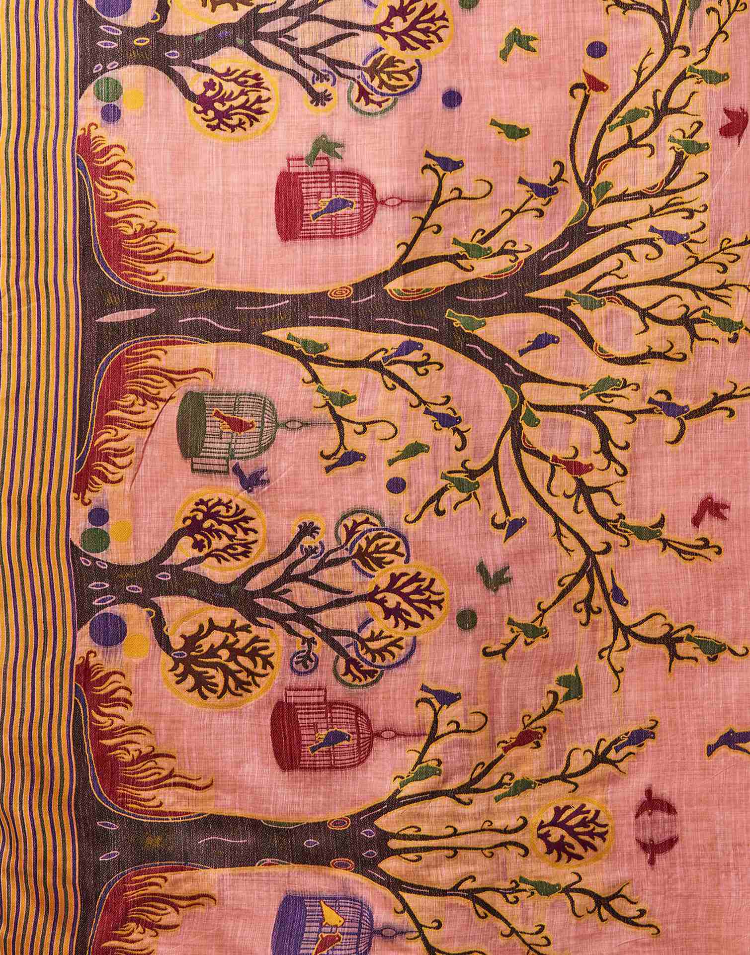 Rose Pink Chanderi Woven Saree