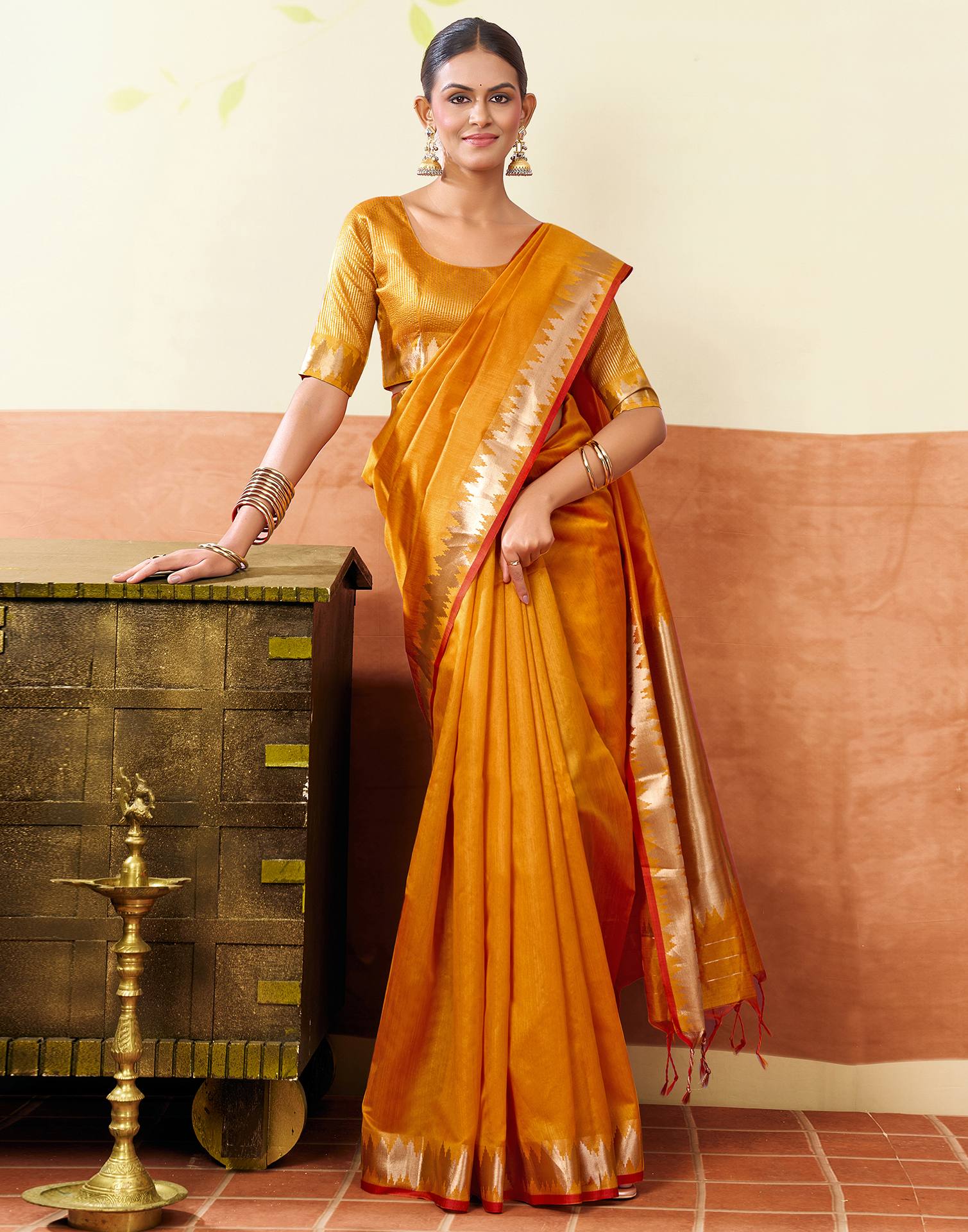 Turmeric Yellow Silk Woven Kanjivaram Saree