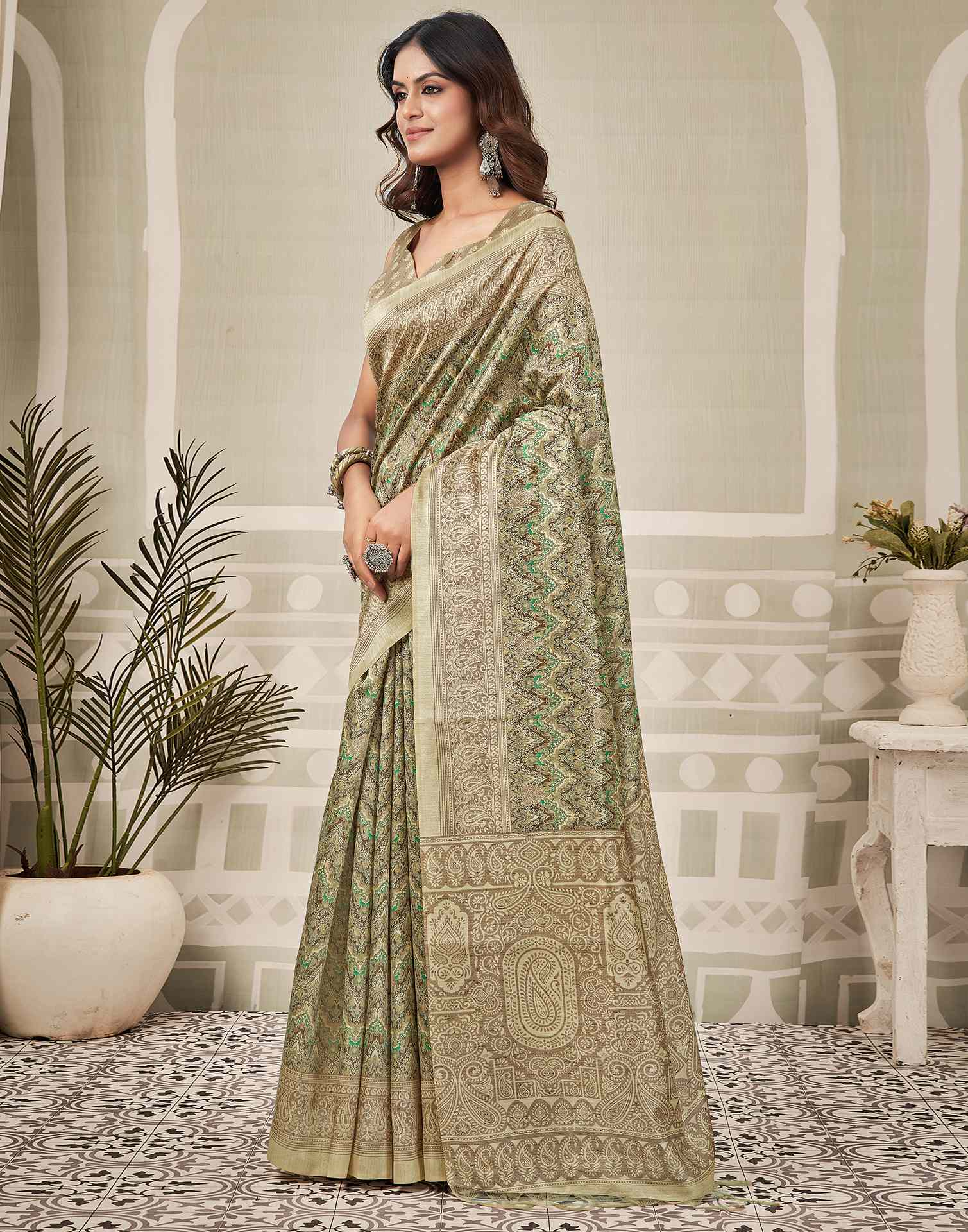 Multicoloured Silk Printed Saree