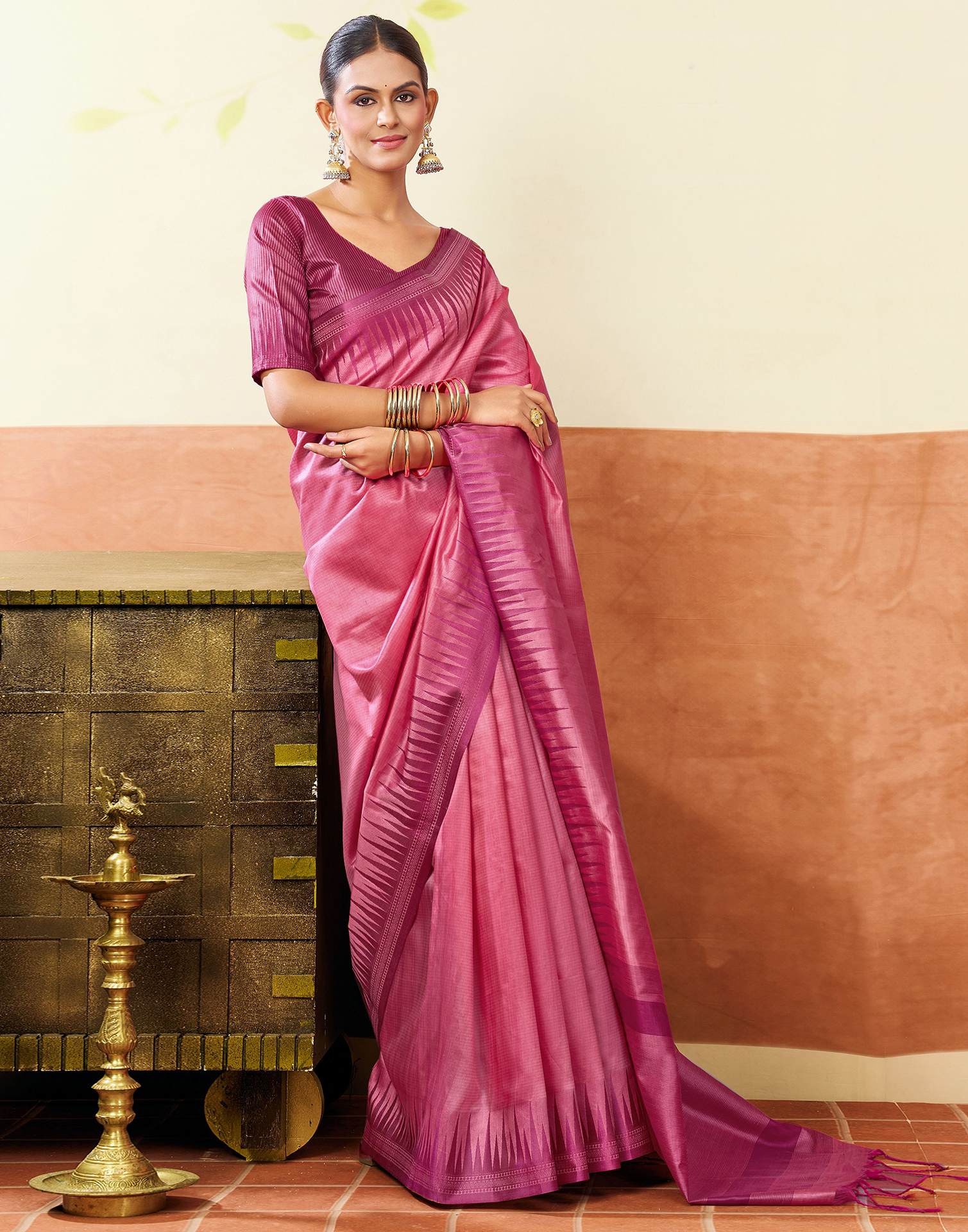 Pink Silk Woven Kanjivaram Saree