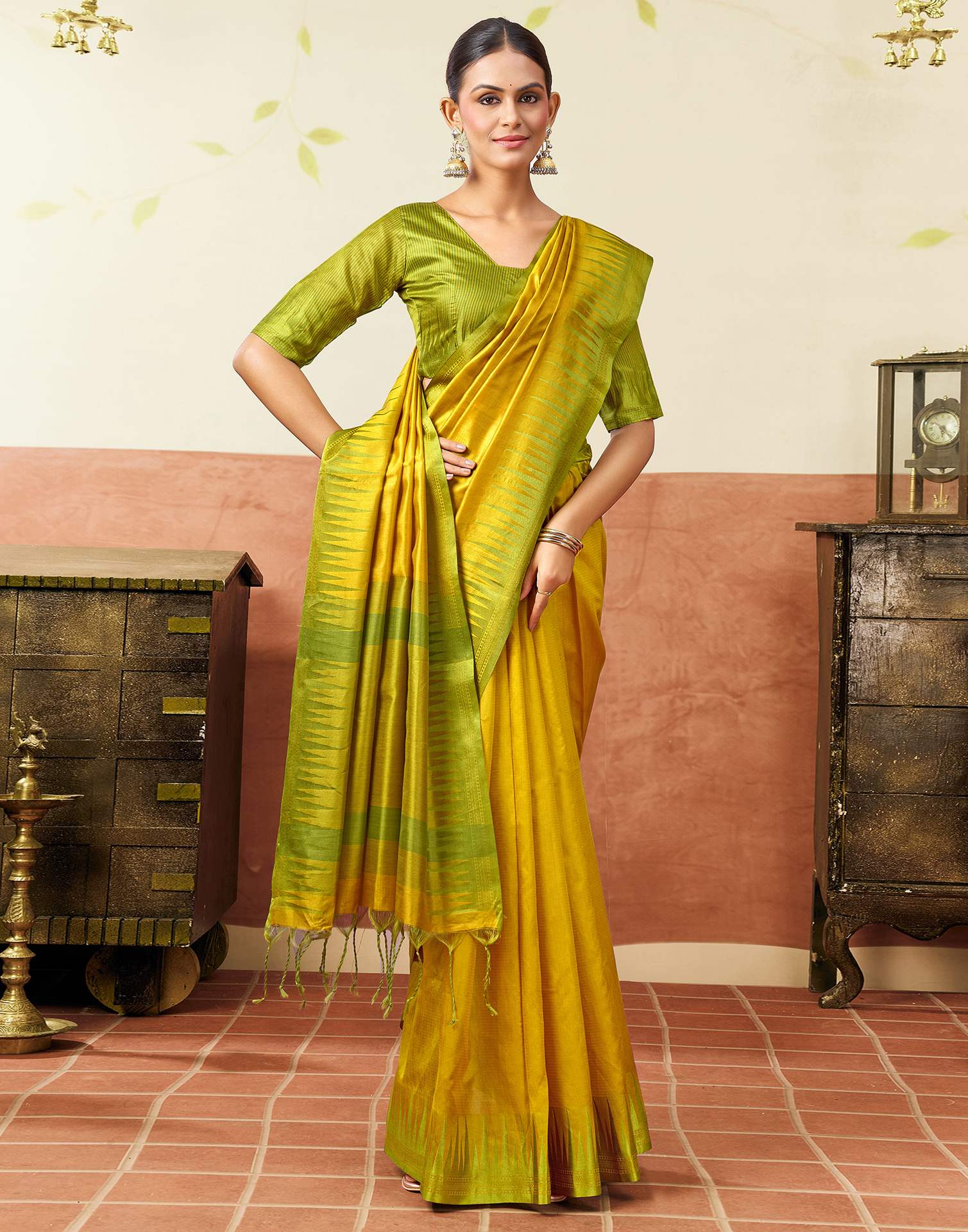 Yellow Silk Woven Kanjivaram Saree