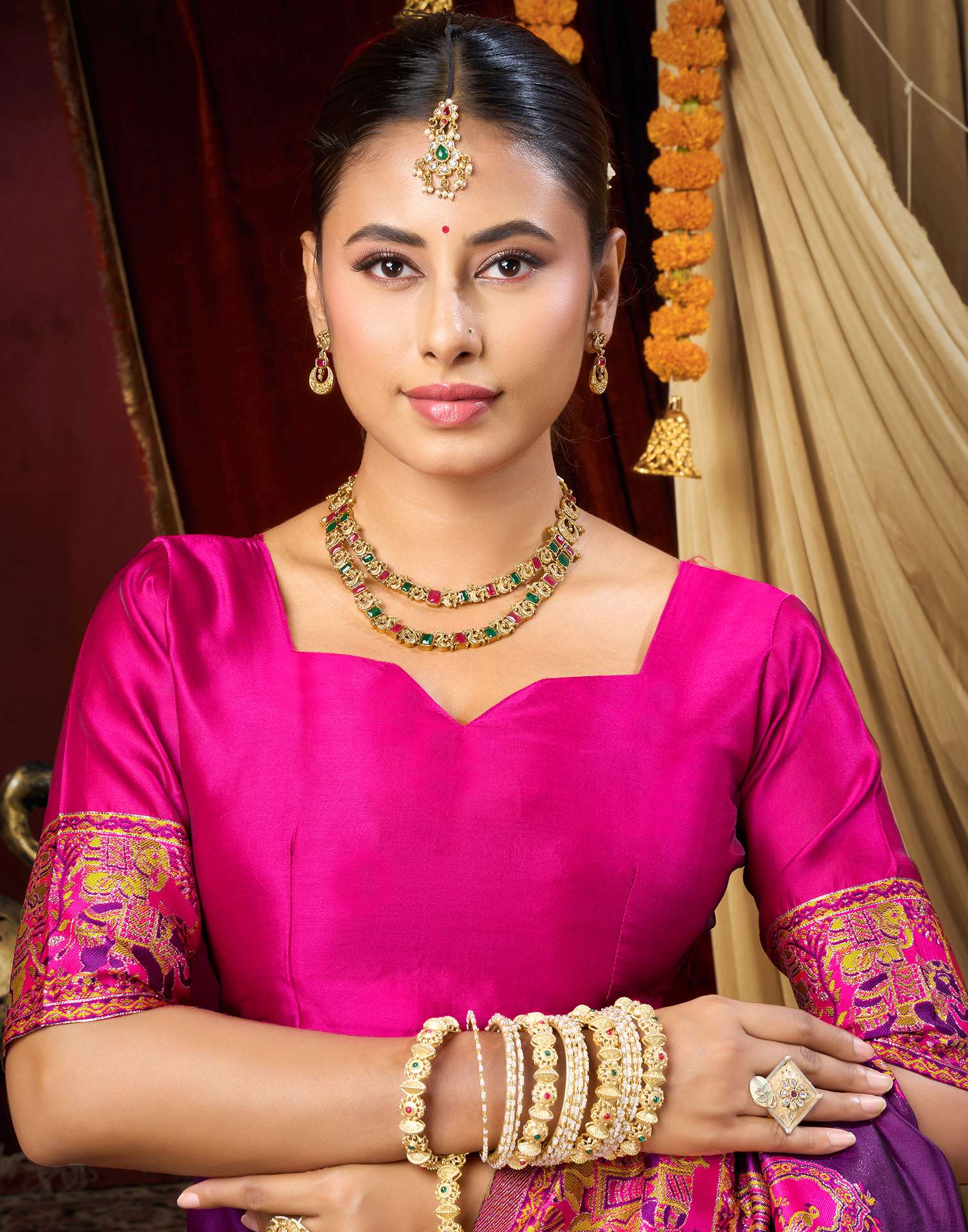 Dark Purple Silk Woven Banarasi Saree