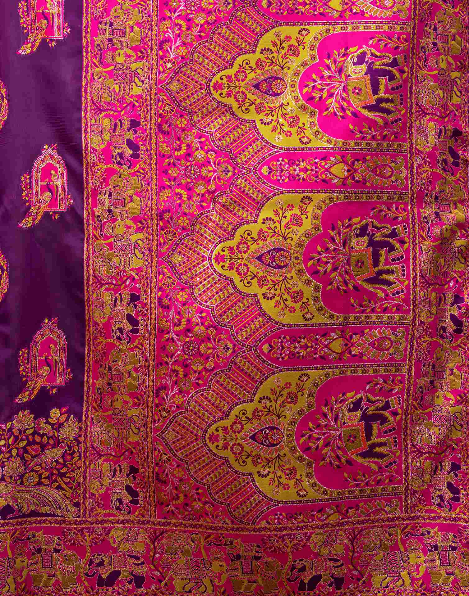 Dark Purple Silk Woven Banarasi Saree