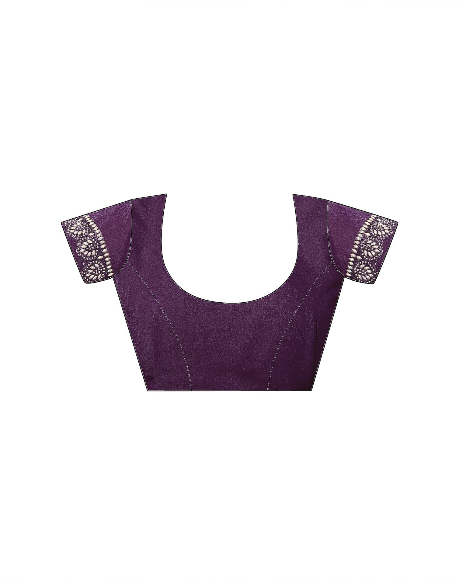Dark Purple Silk Stone Work Embellished Saree