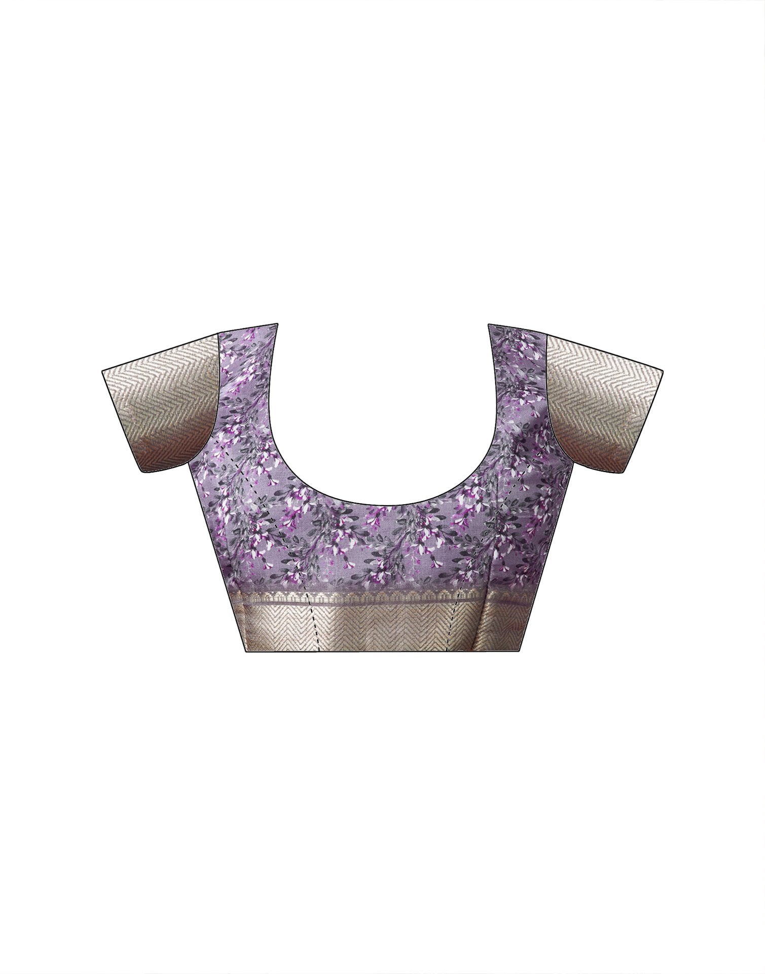 Dusty Purple Silk Floral Printed Saree