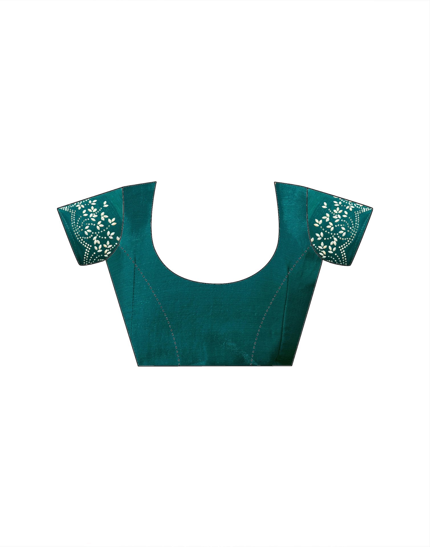 Teal Blue Silk Stone Work Embellished Saree