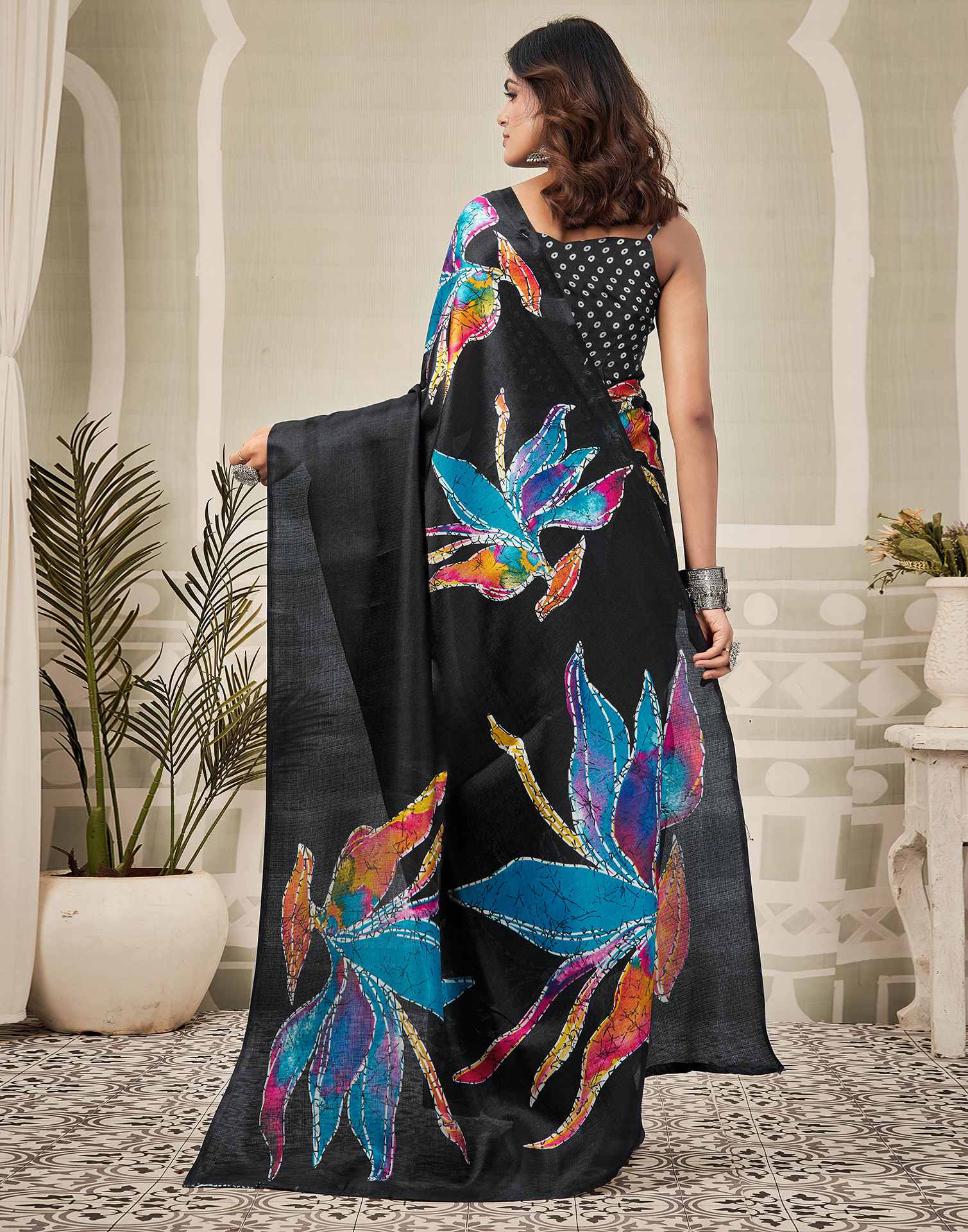 Black Khadi Printed Saree