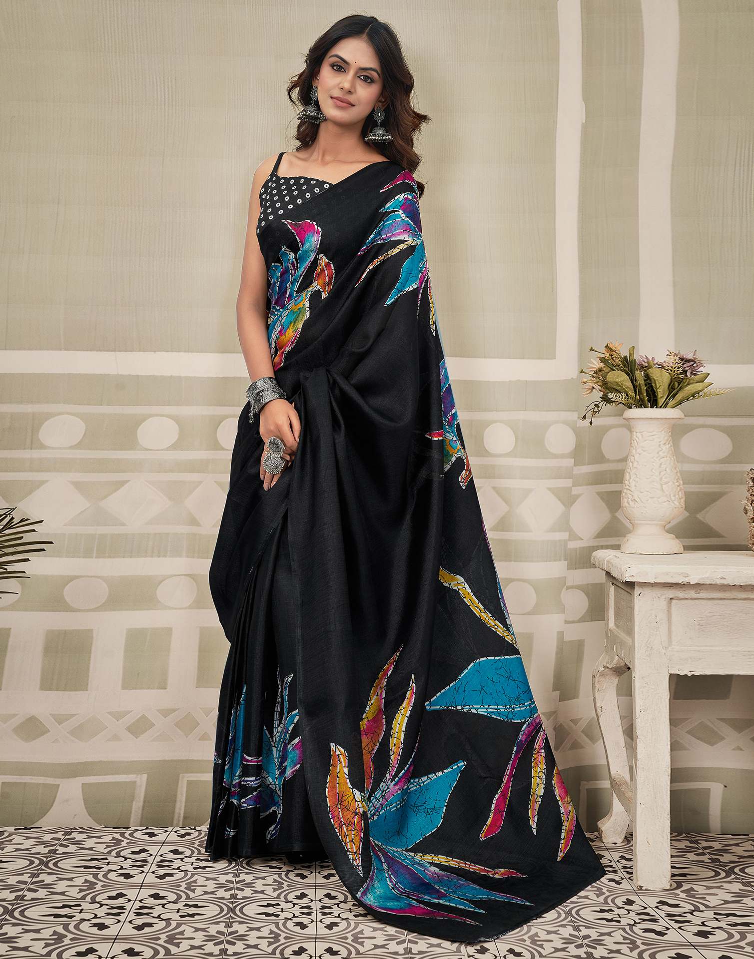 Black Khadi Printed Saree