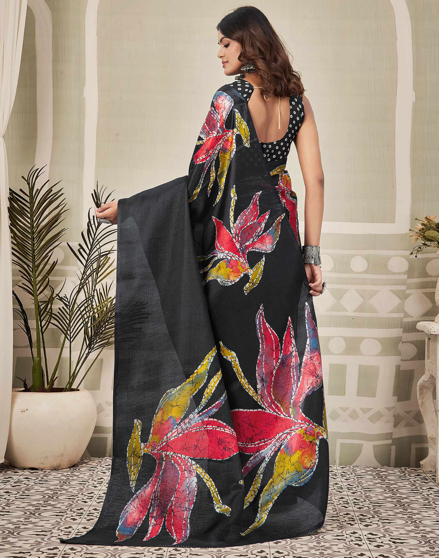 Black Khadi Printed Saree