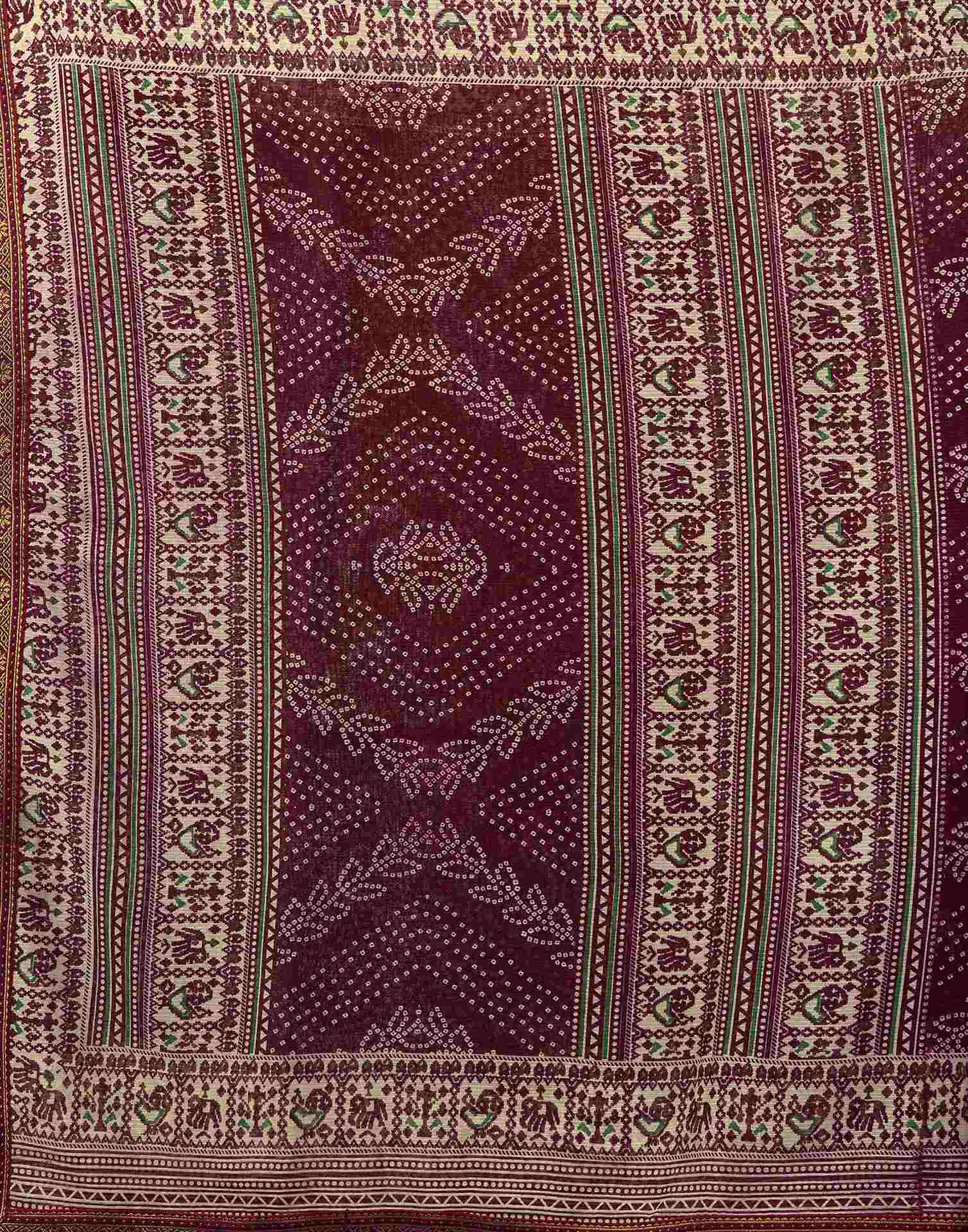 Wine Georgette Bandhani Saree