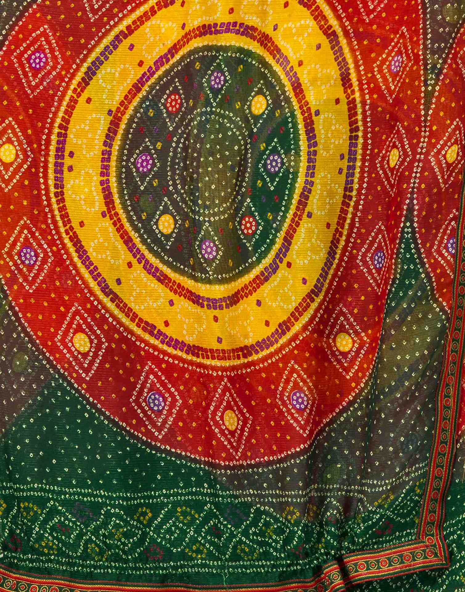 Green Georgette Bandhani Saree