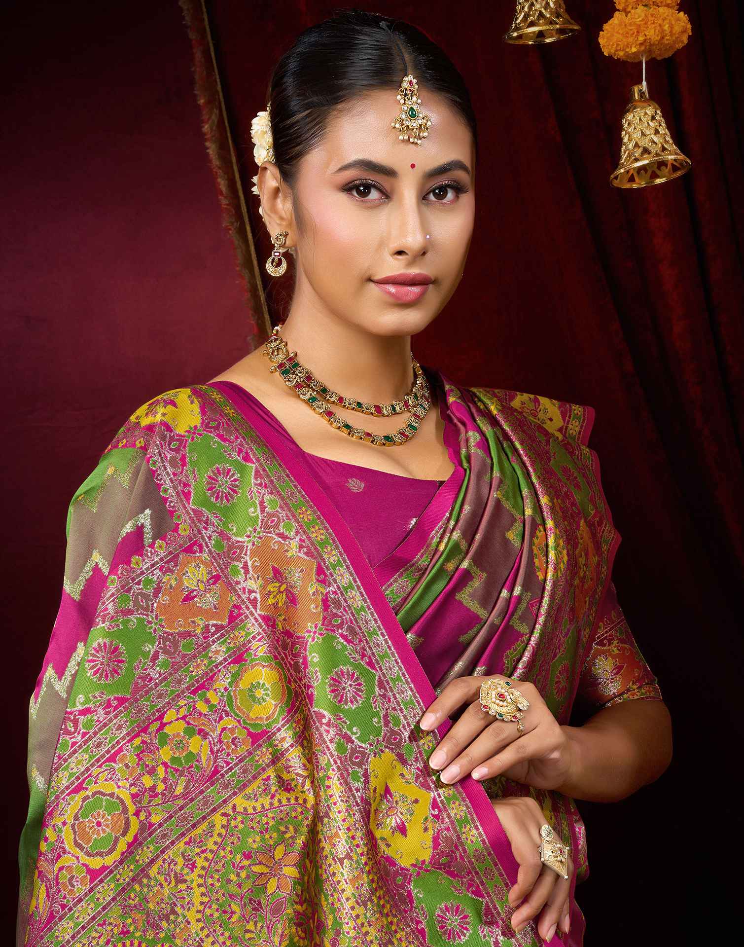 Multicoloured Silk Woven Banarasi Saree