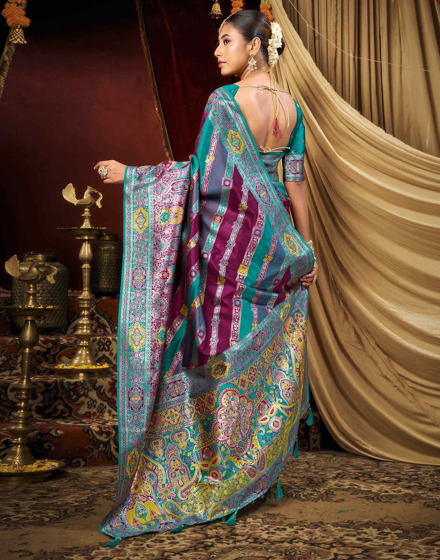 Purple Silk Woven Banarasi Saree