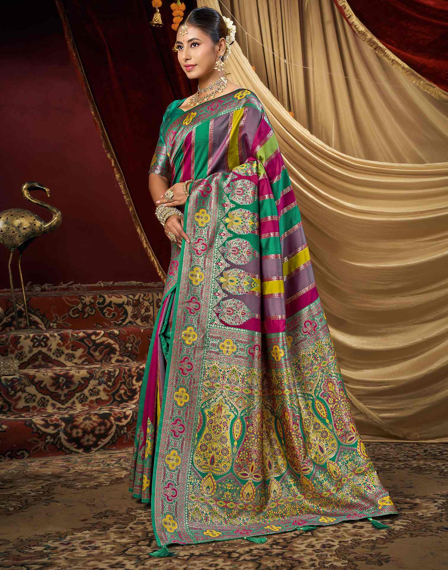Multicoloured Silk Woven Banarasi Saree