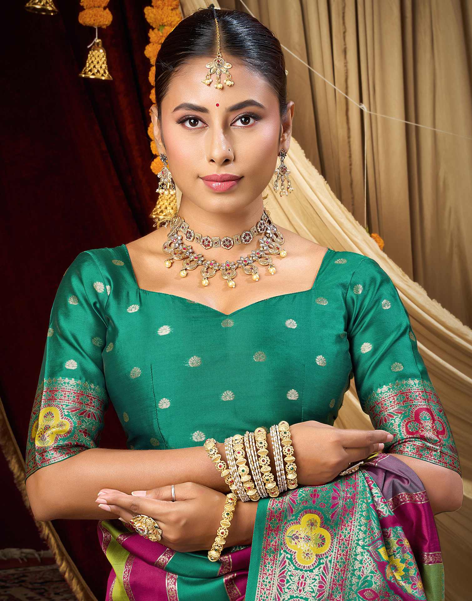 Multicoloured Silk Woven Banarasi Saree