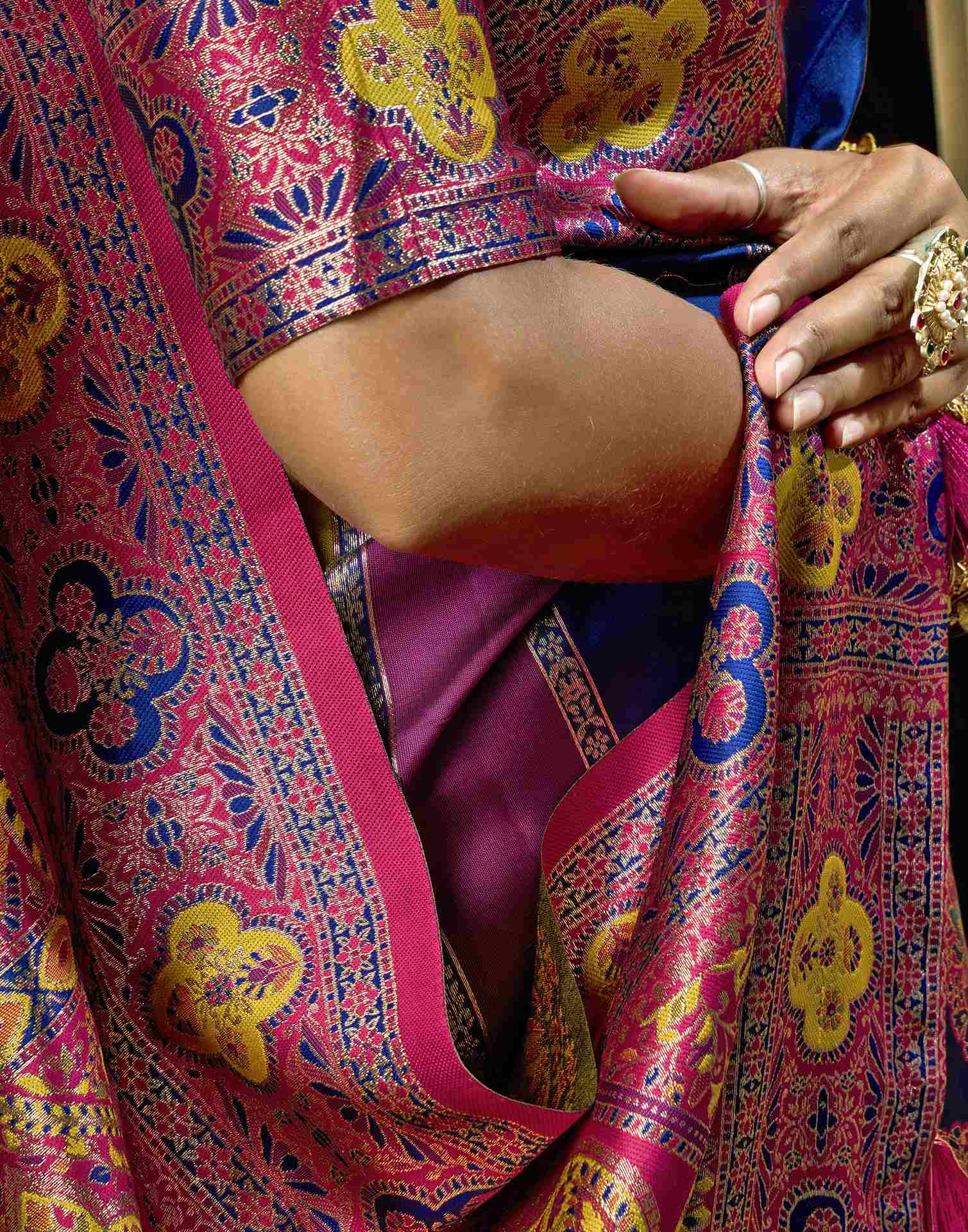 Navy Blue Silk Woven Banarasi Saree