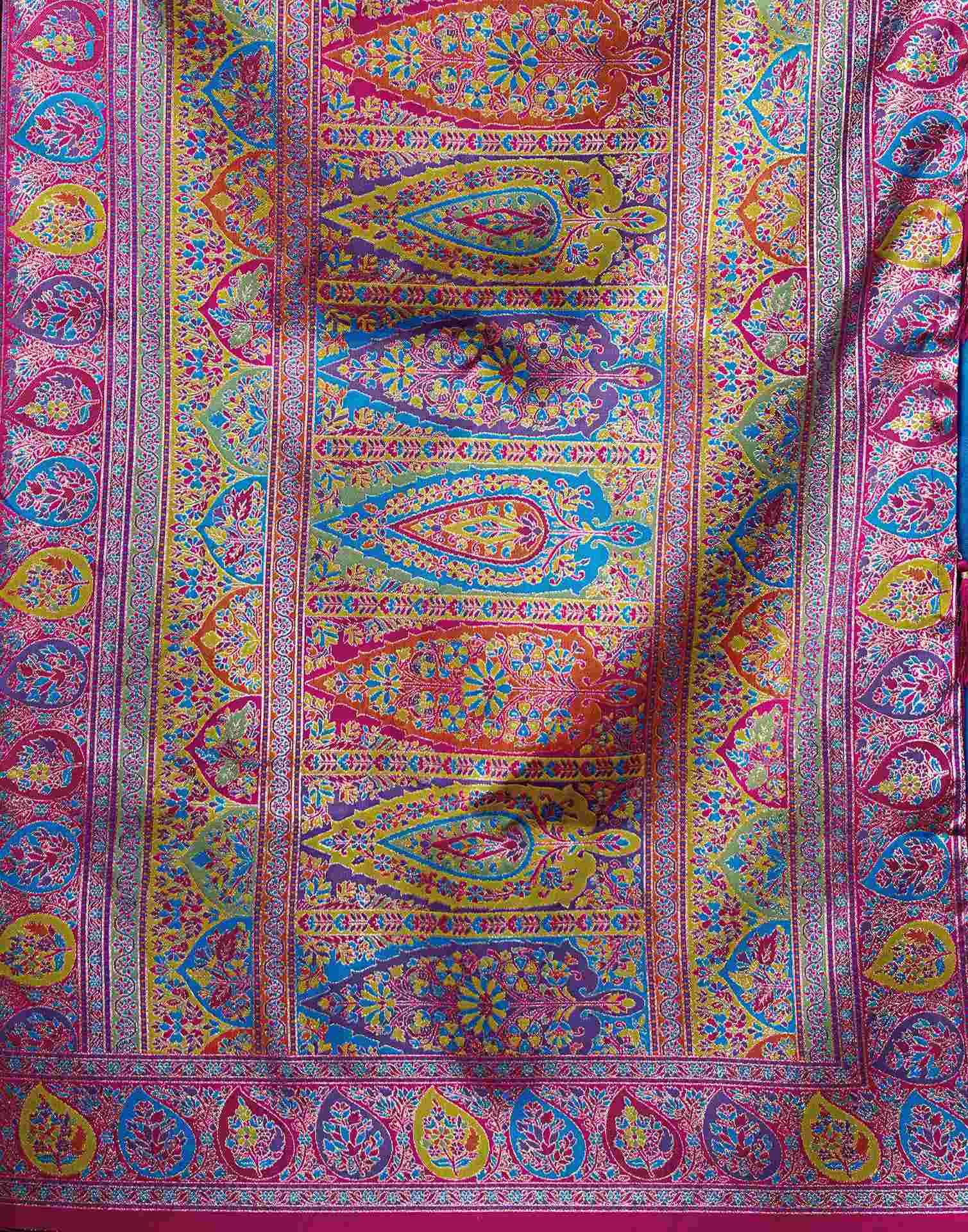 Teal Blue Silk Woven Banarasi Saree