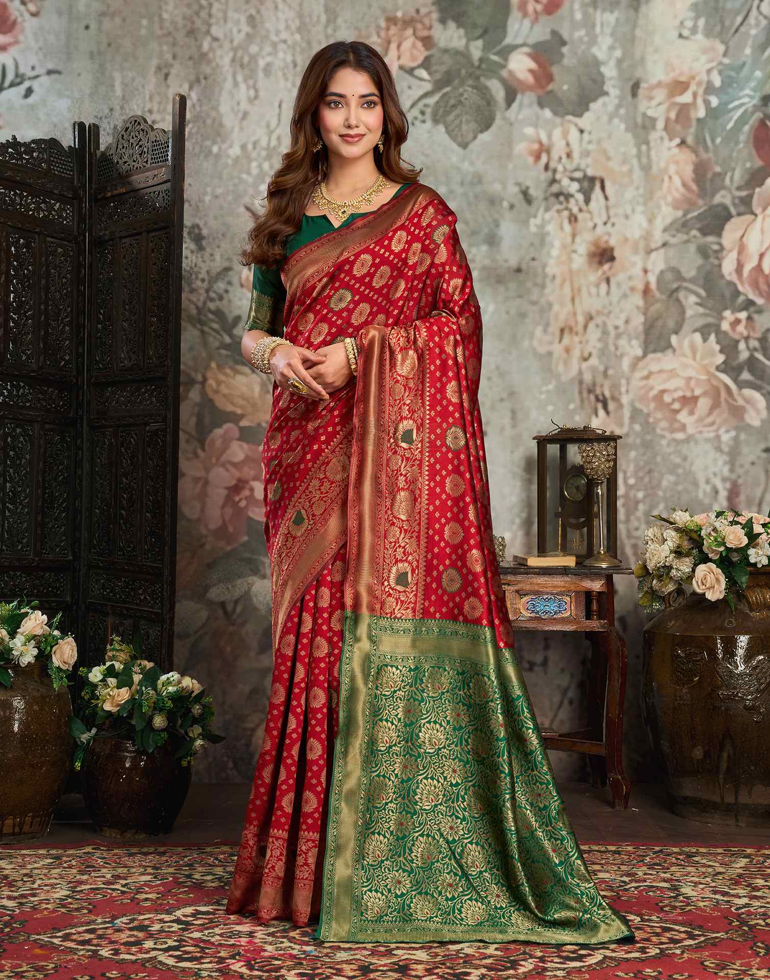 Red Silk Woven Banarasi Saree