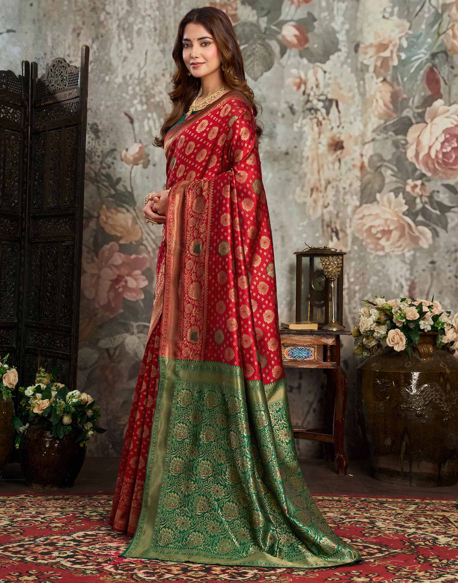 Red Silk Woven Banarasi Saree
