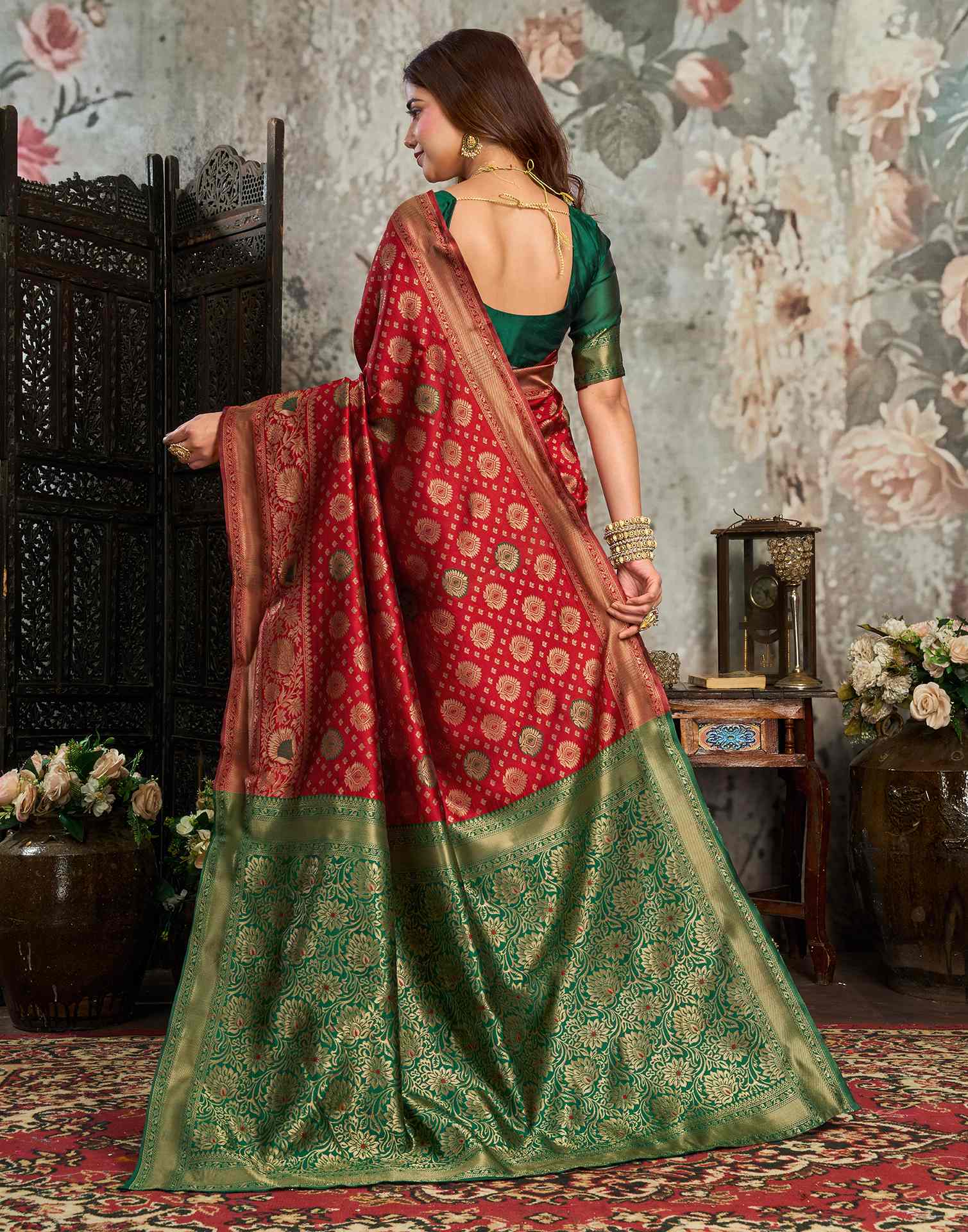Red Silk Woven Banarasi Saree