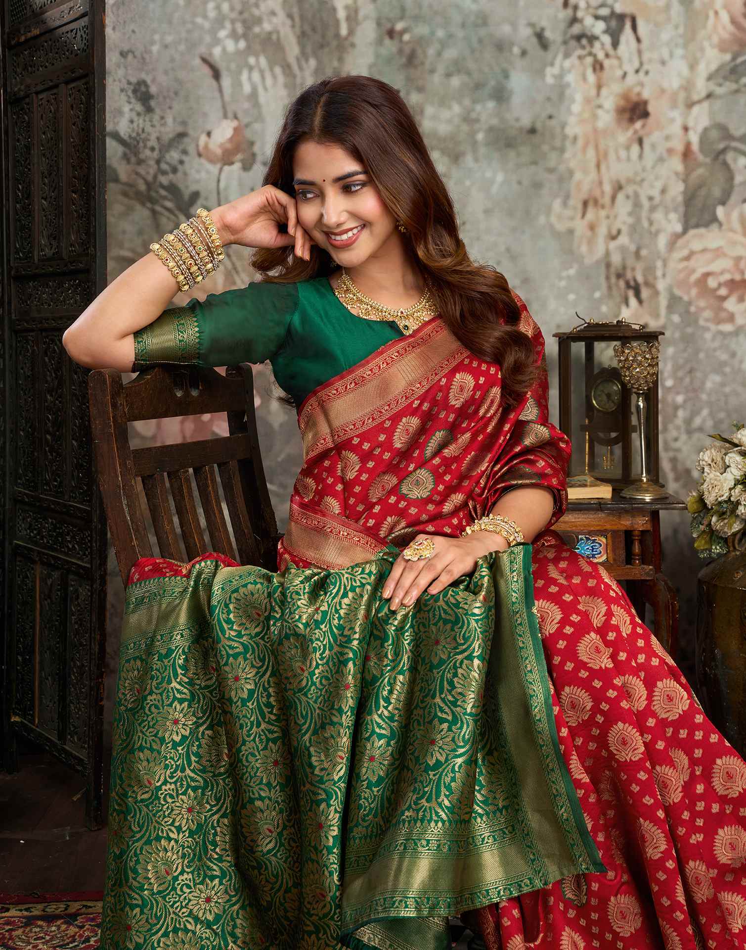 Red Silk Woven Banarasi Saree