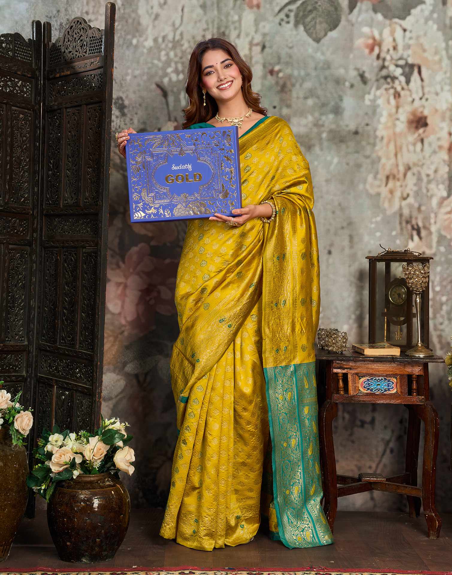 Yellow Silk Woven Banarasi Saree