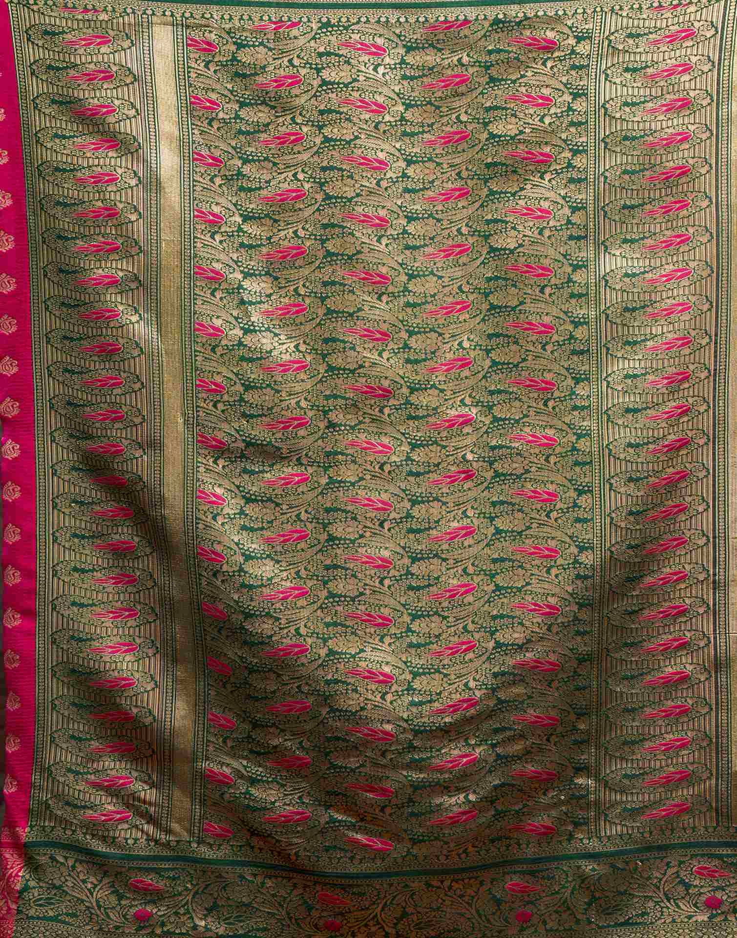 Magenta Silk Woven Banarasi Saree