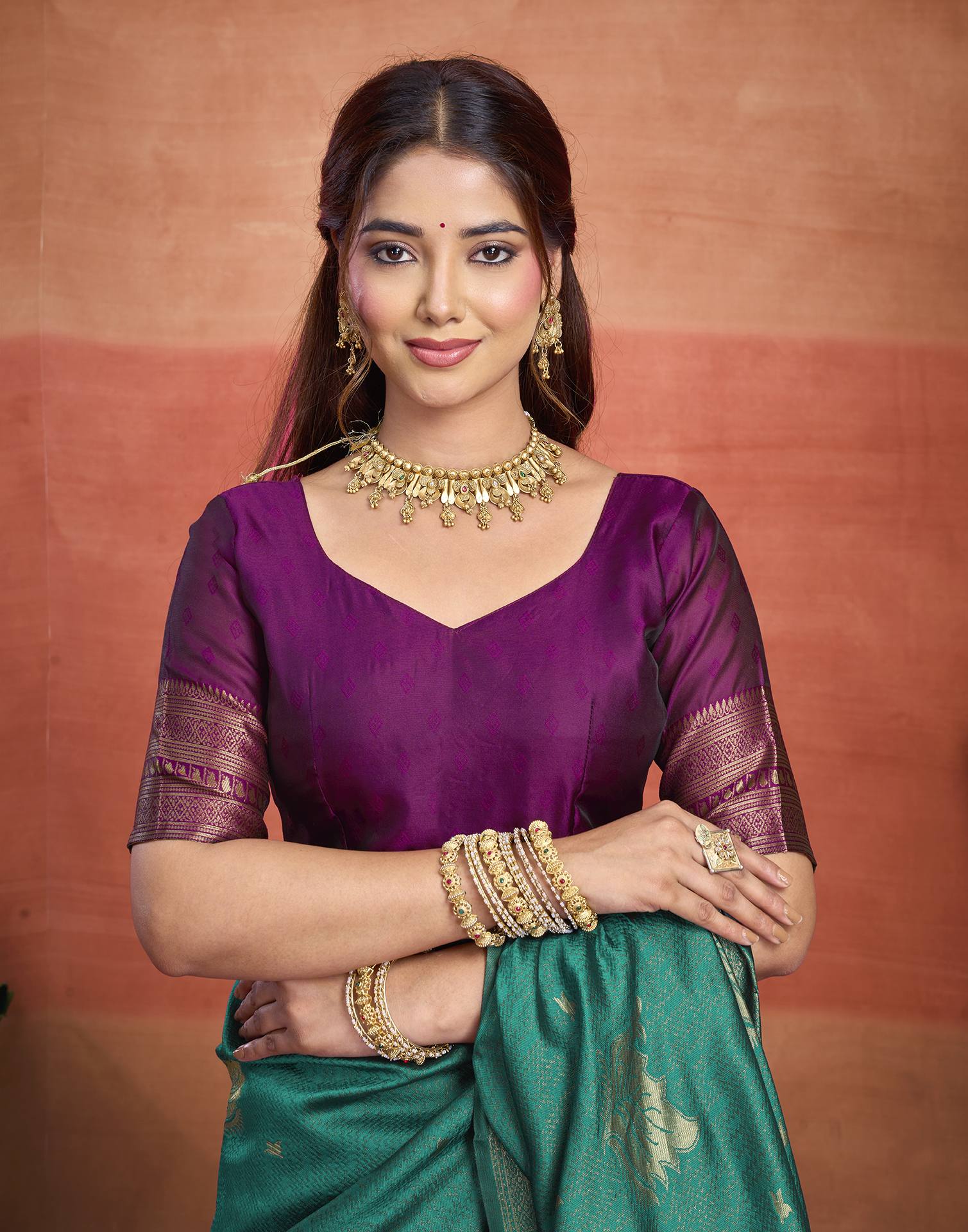 Turquoise Silk Woven Banarasi Saree