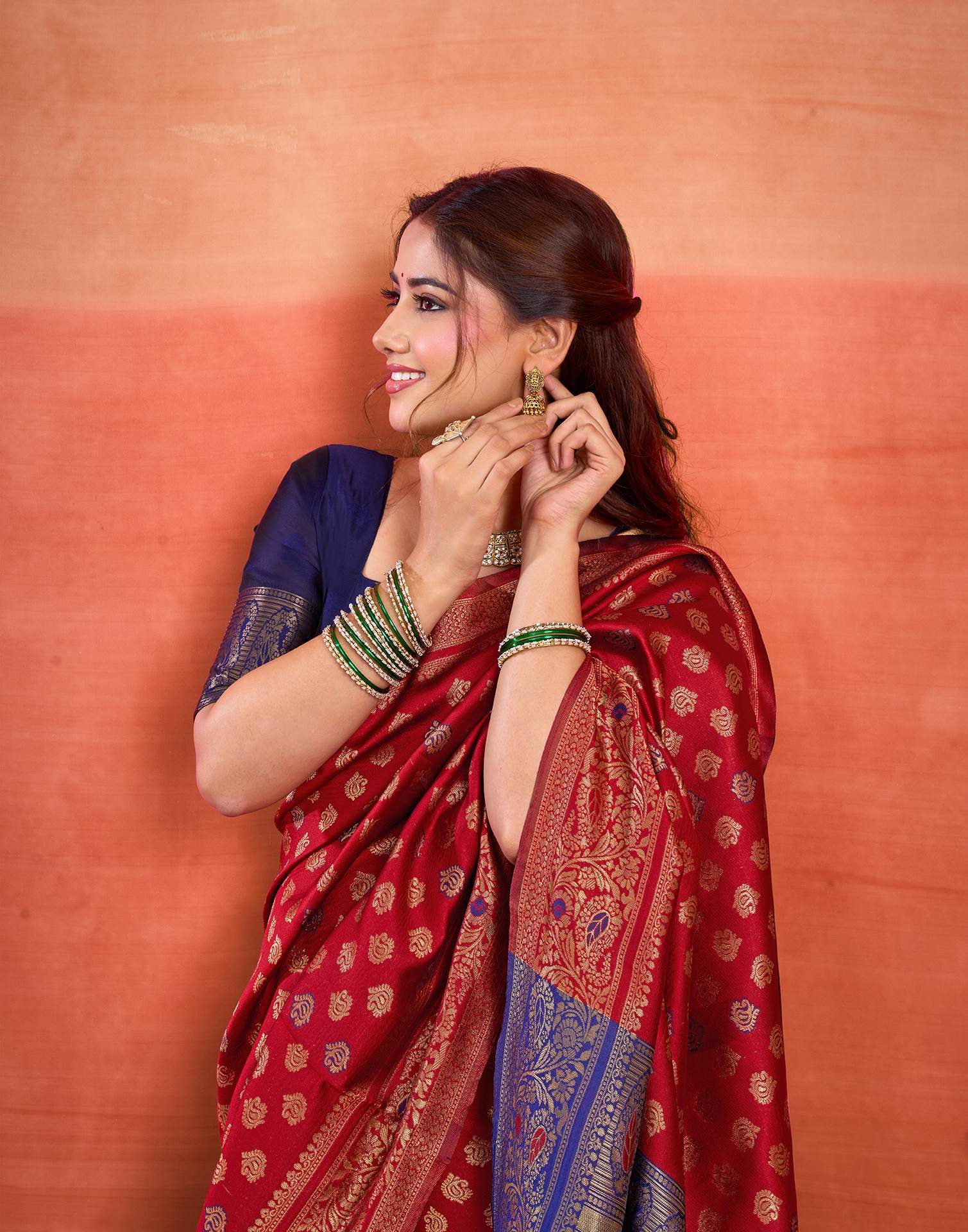 Red Silk Woven Banarasi Saree