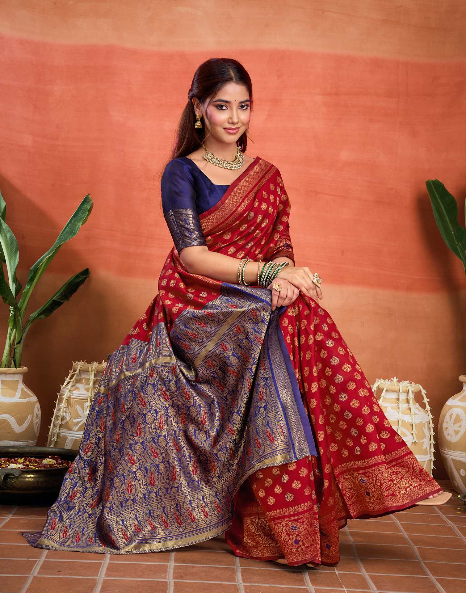 Red Silk Woven Banarasi Saree