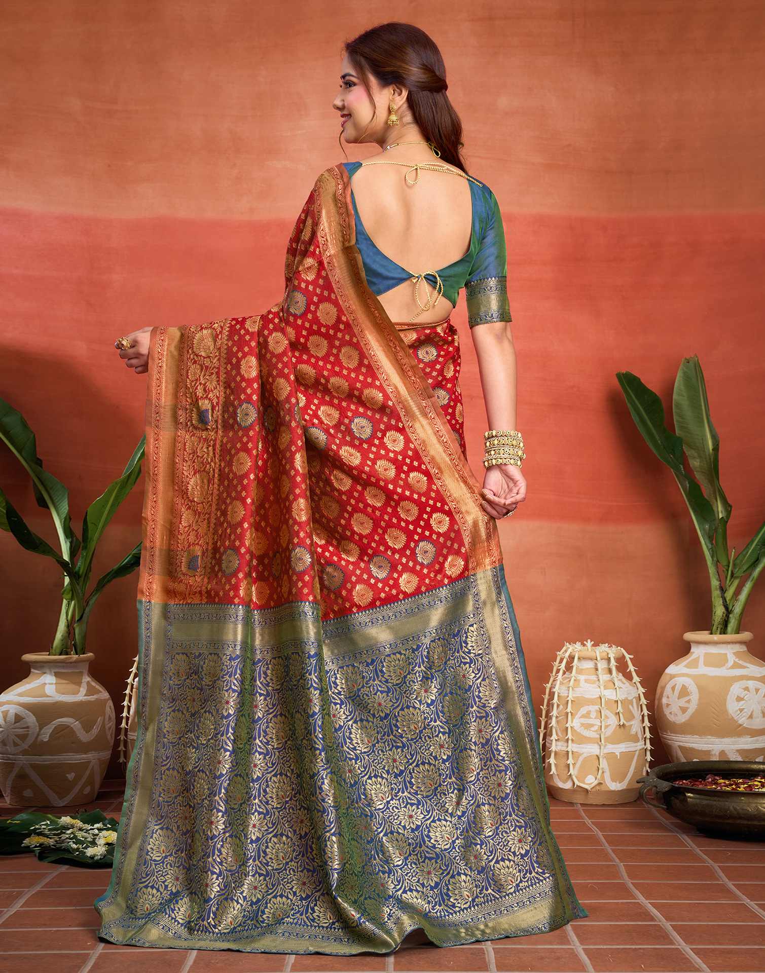 Red Silk Woven Banarasi Saree