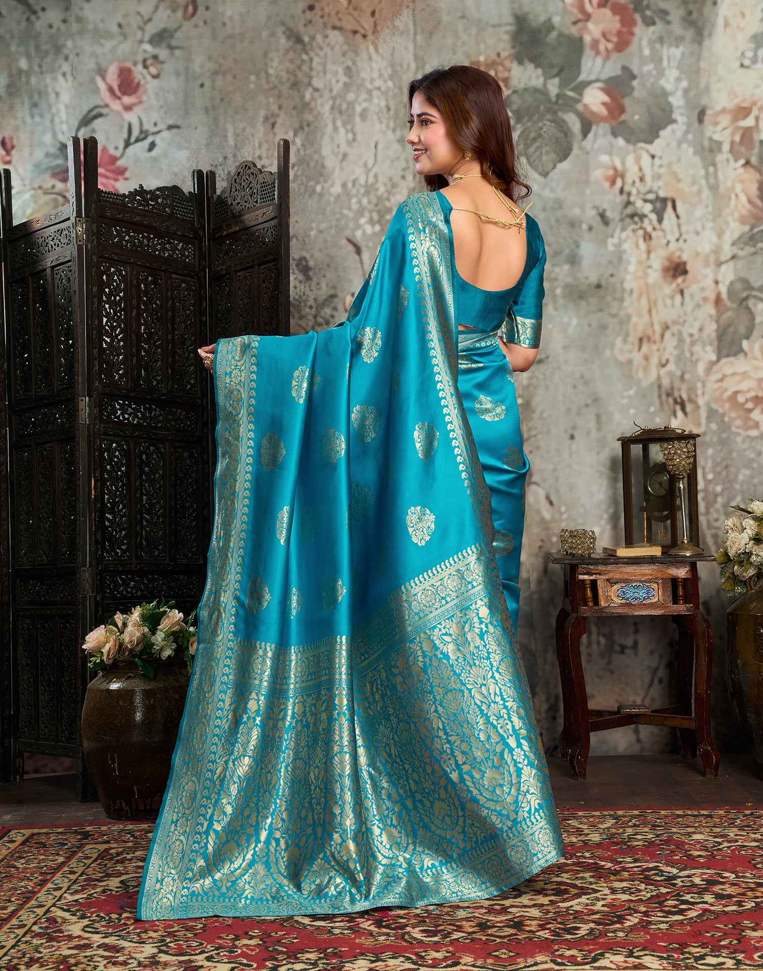 Blue Silk Woven Banarasi Saree