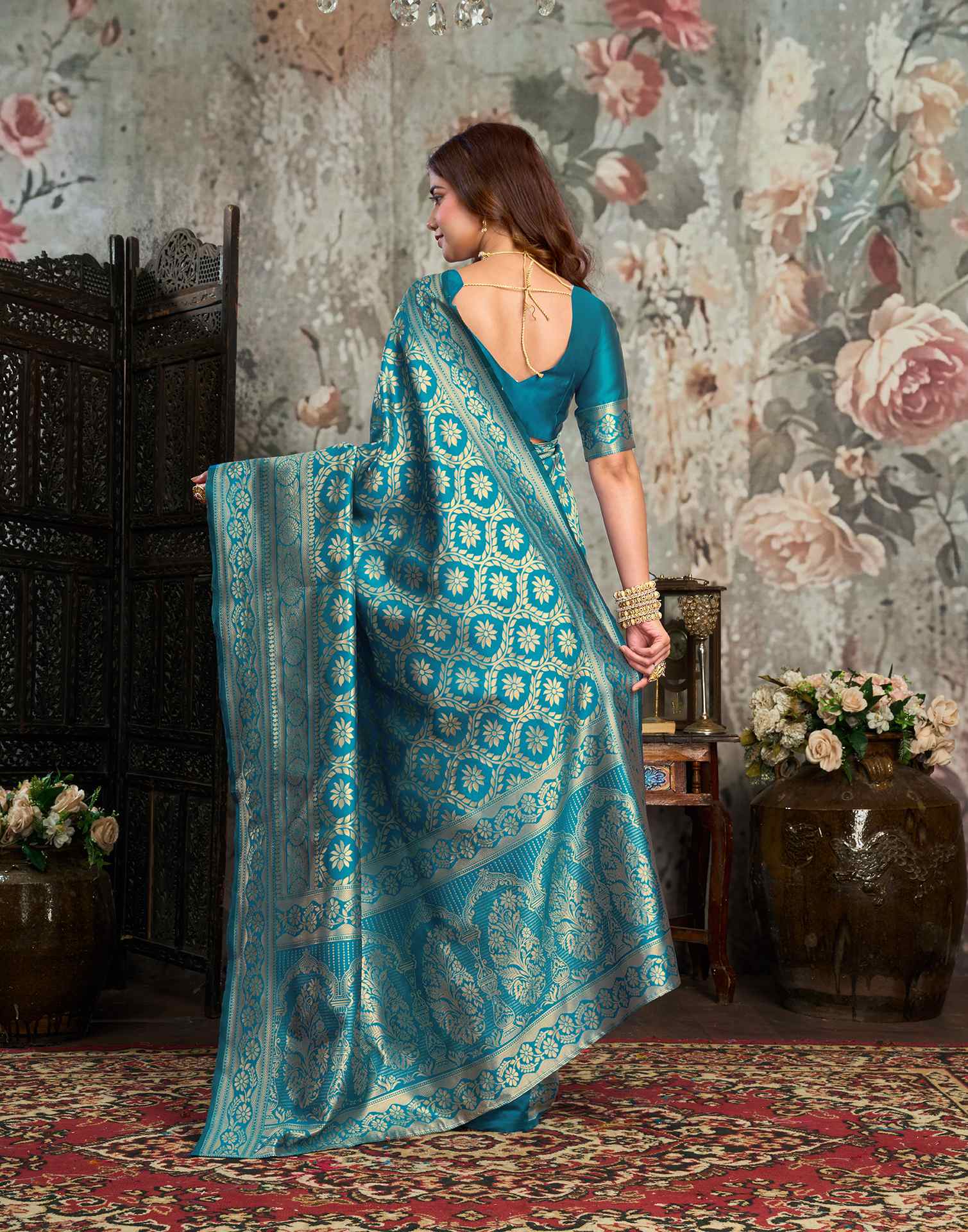 Blue Silk Woven Banarasi Saree