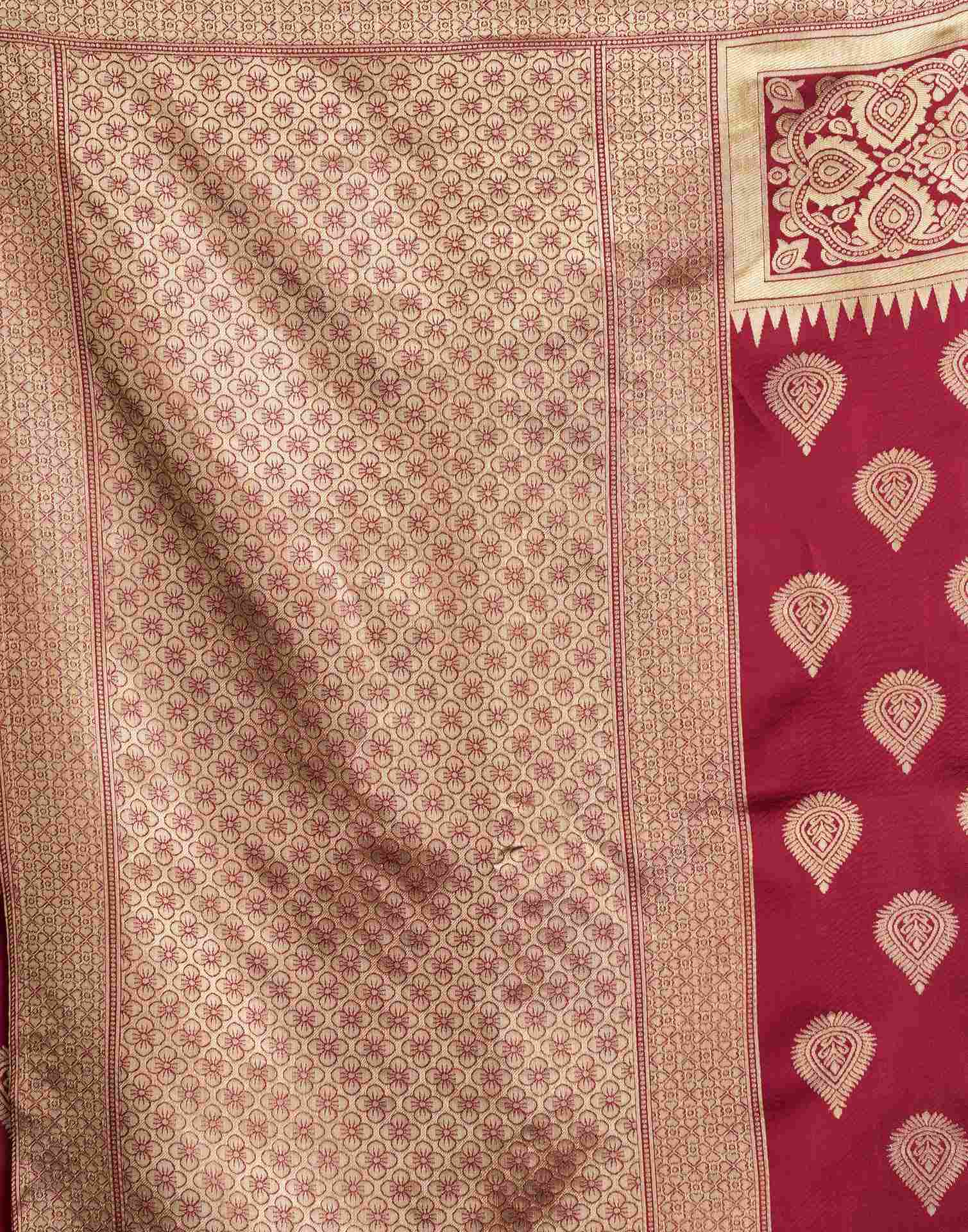 Maroon Silk Woven Banarasi Saree
