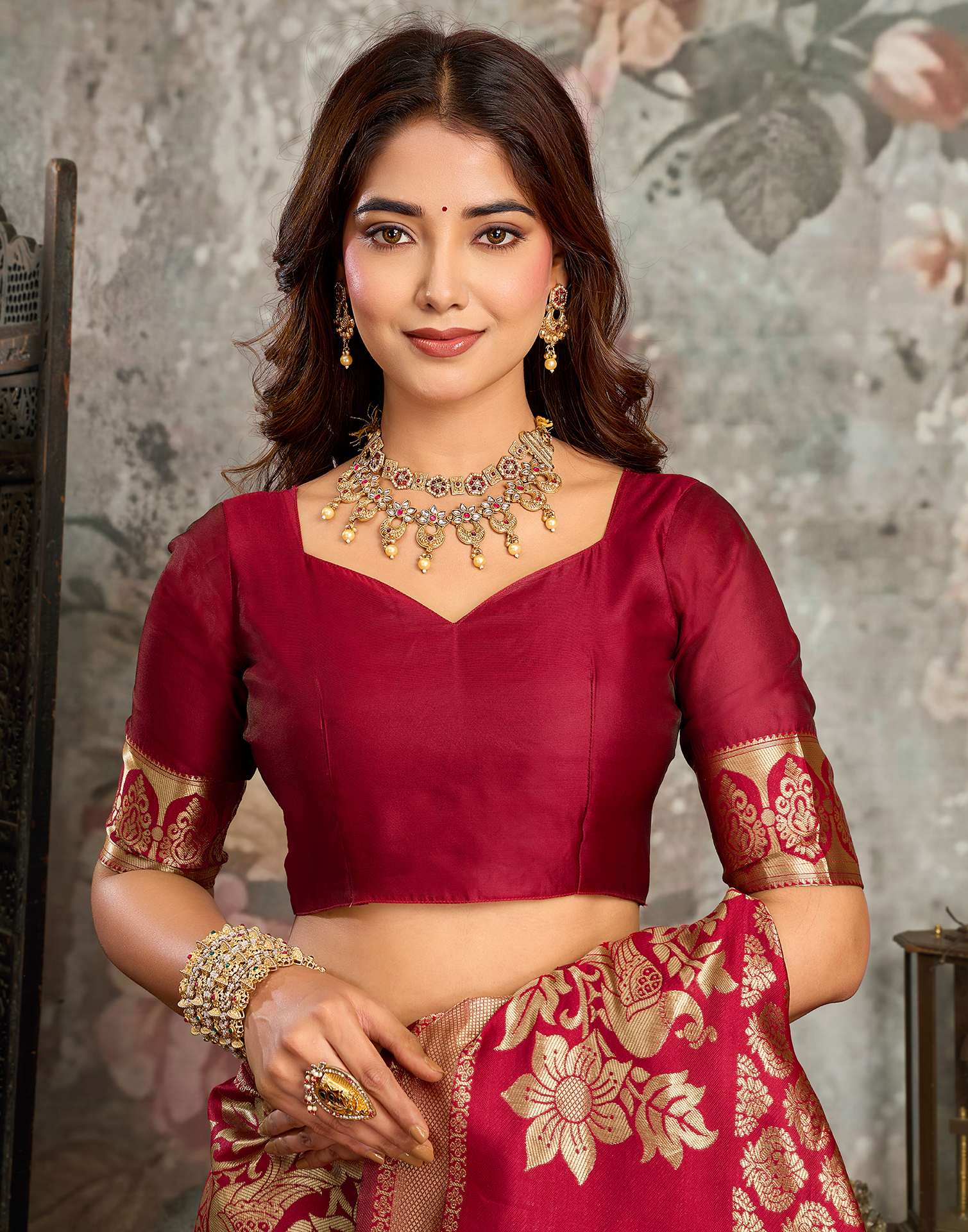 Red Silk Woven Banarasi Saree