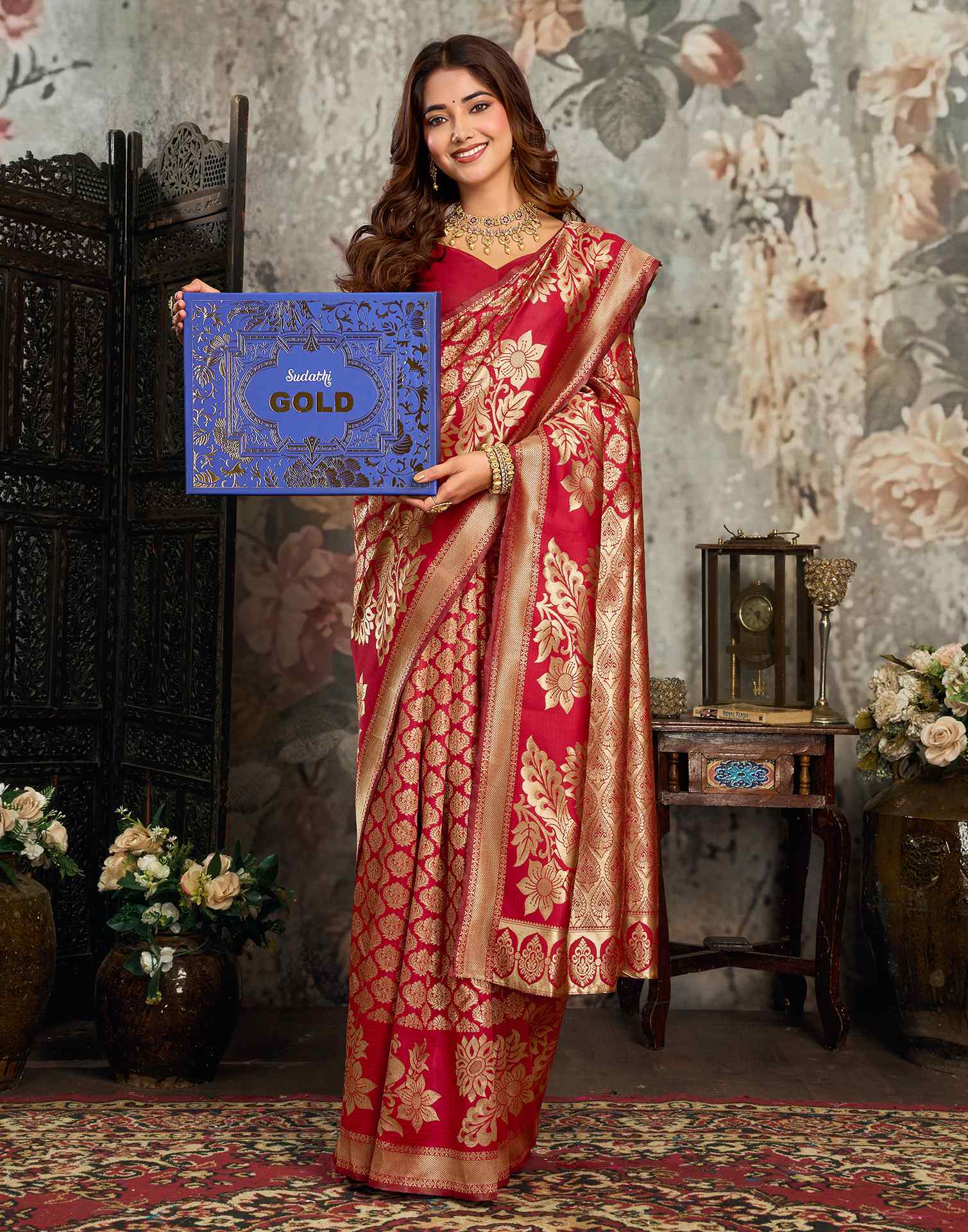 Red Silk Woven Banarasi Saree