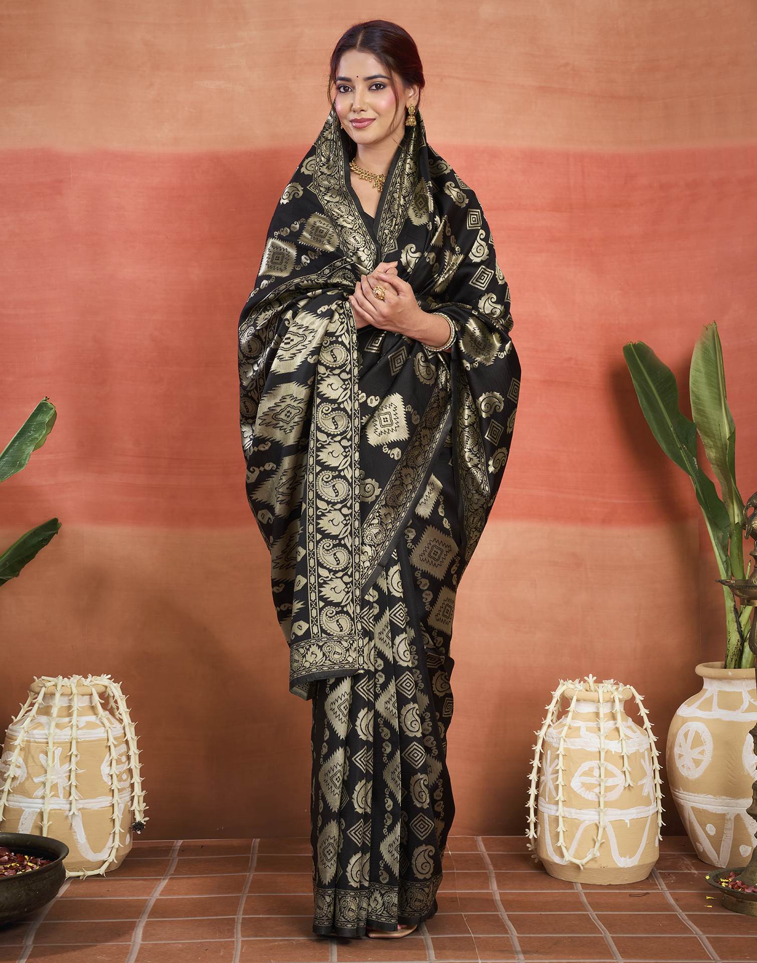 Black Silk Woven Banarasi Saree
