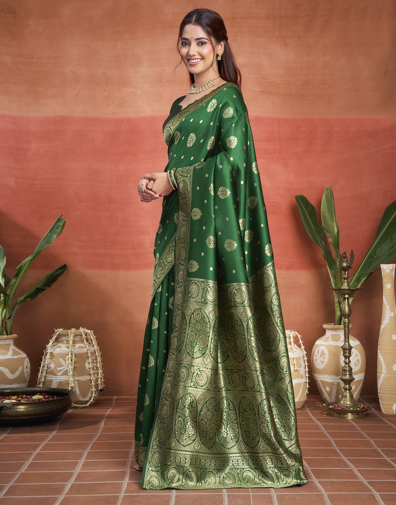 Green Silk Woven Banarasi Saree